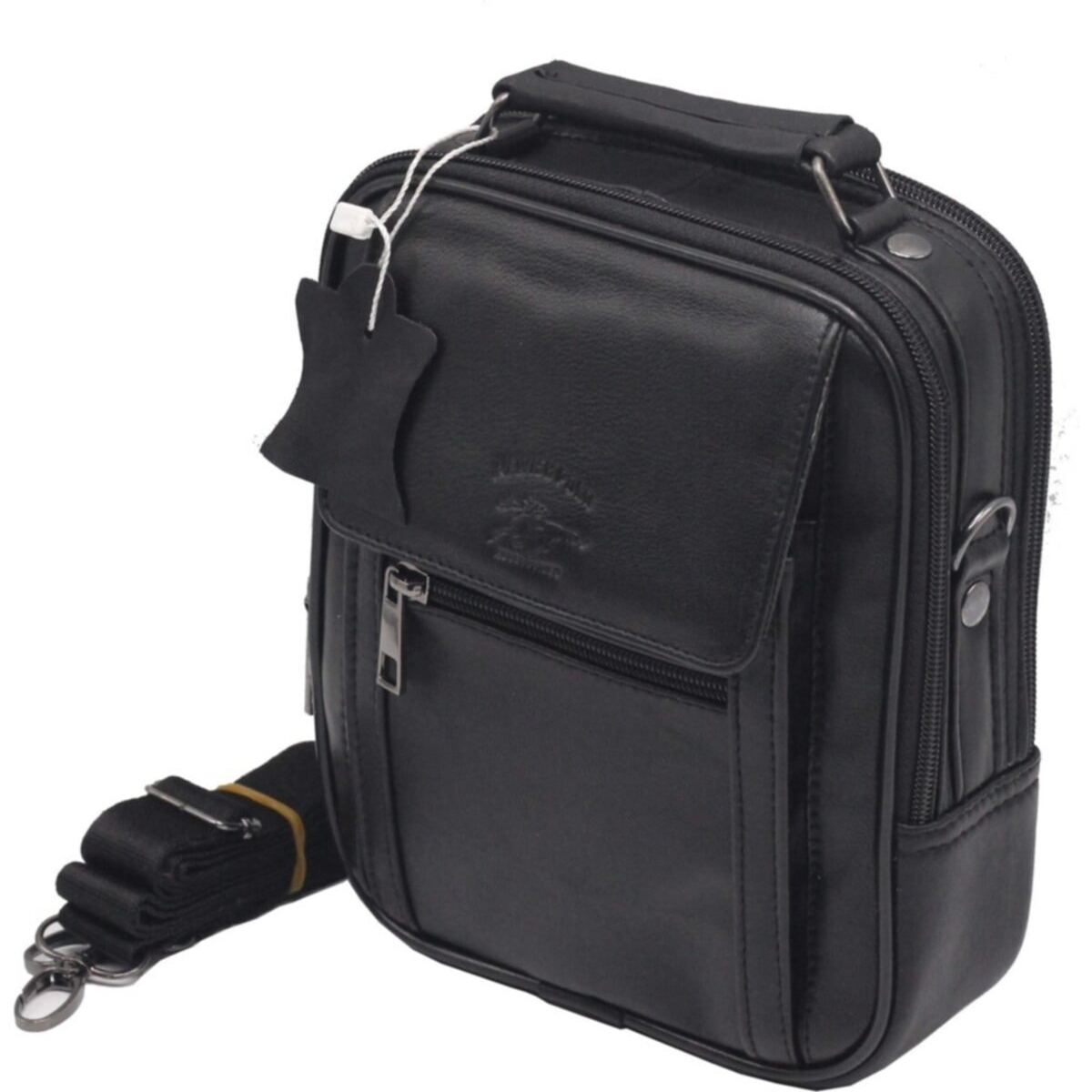 Flo buybox nw-3001 kapaklı orta boy hakiki deri kasalı erkek el ve omuz çantası SİYAH. 3