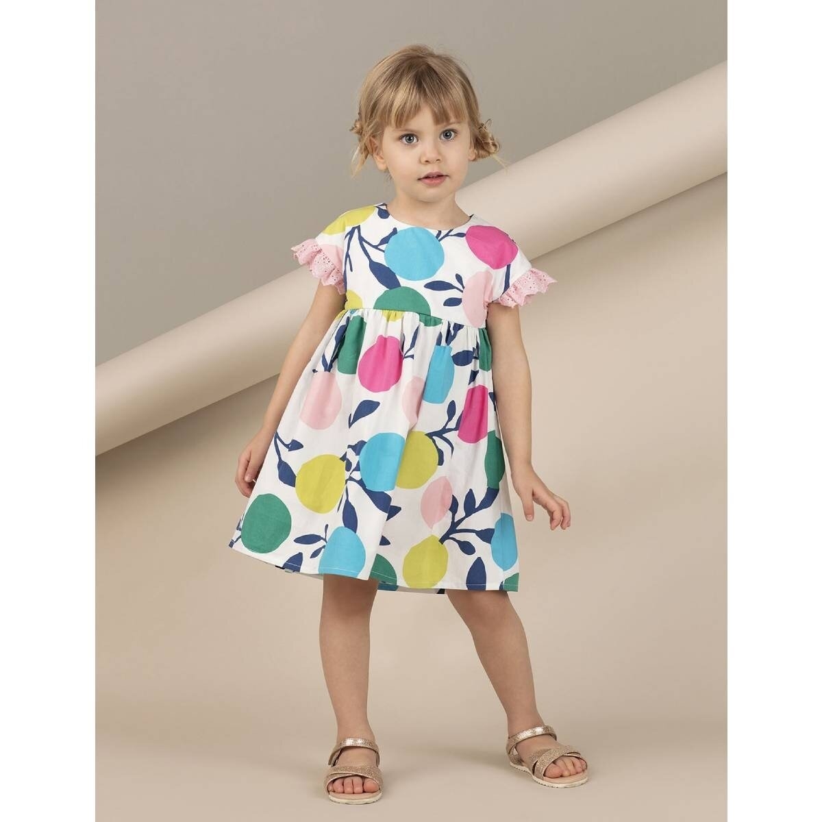 MushiPortakal Fırfırlı Kız Elbise