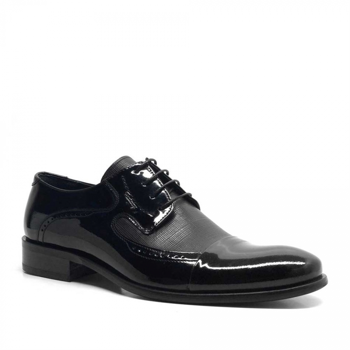 Flo Hakiki Deri Siyah Rugan Bağcıklı Klasik Erkek Ayakkabı. 3