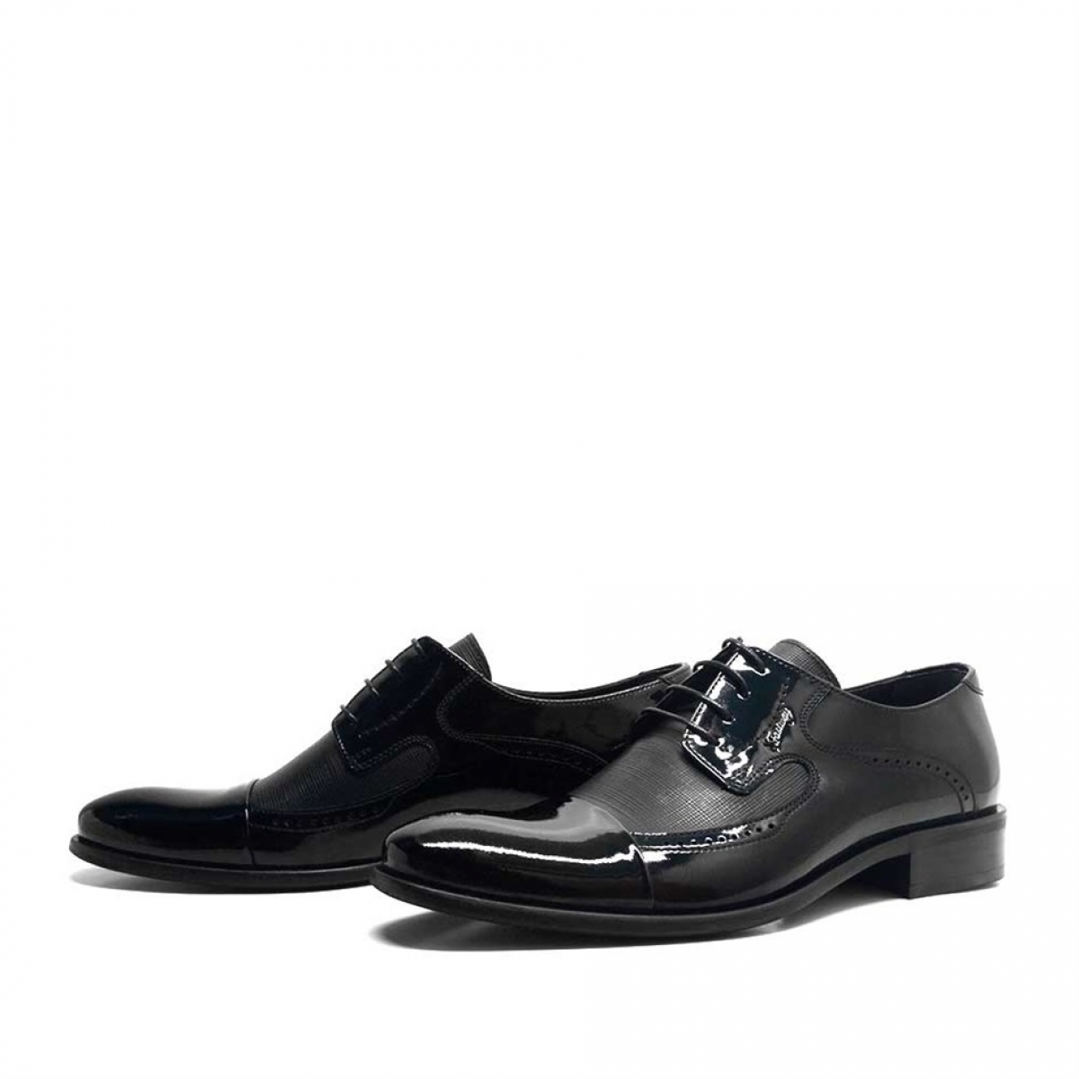 Flo Hakiki Deri Siyah Rugan Bağcıklı Klasik Erkek Ayakkabı. 1