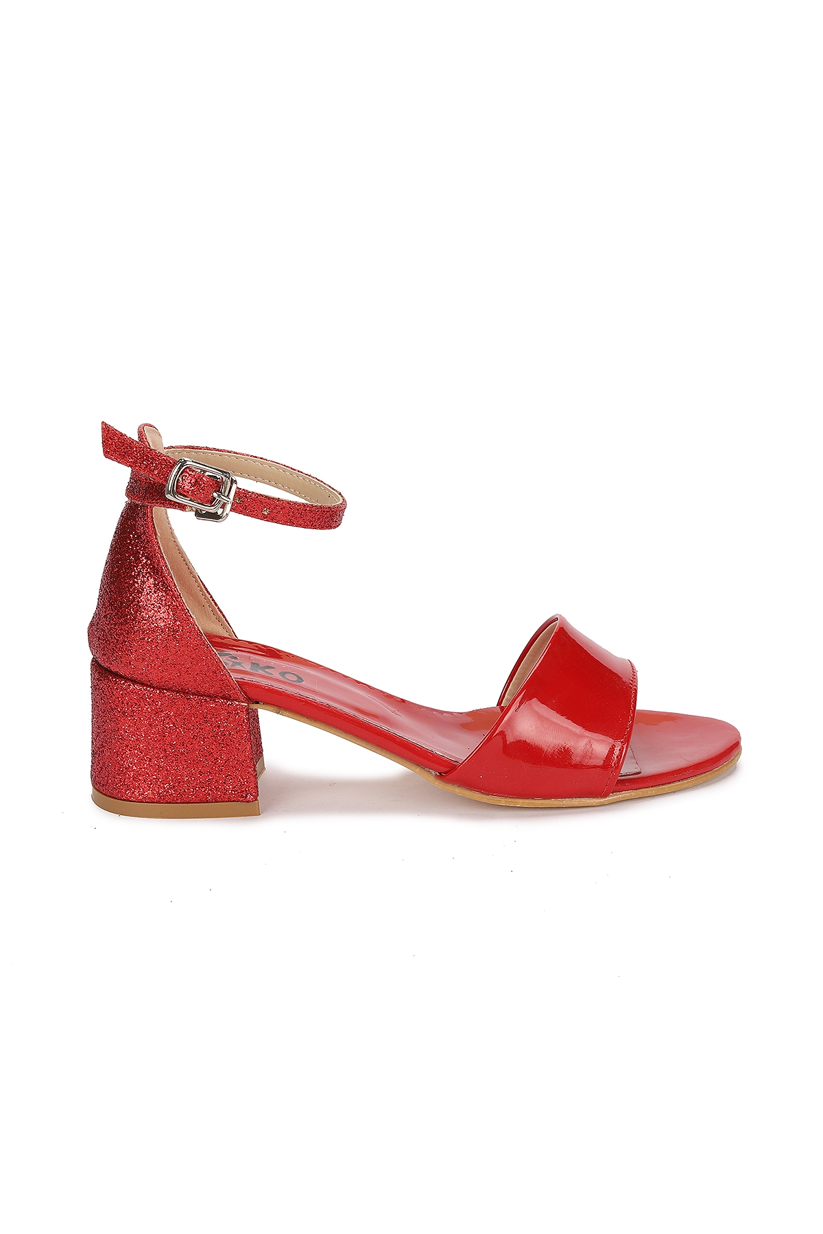 Kiko Kids Sheila Günlük Kız Çocuk 3 Cm Topuklu Sandalet Abiye Ayakkabı Kırmızı - Görsel 5