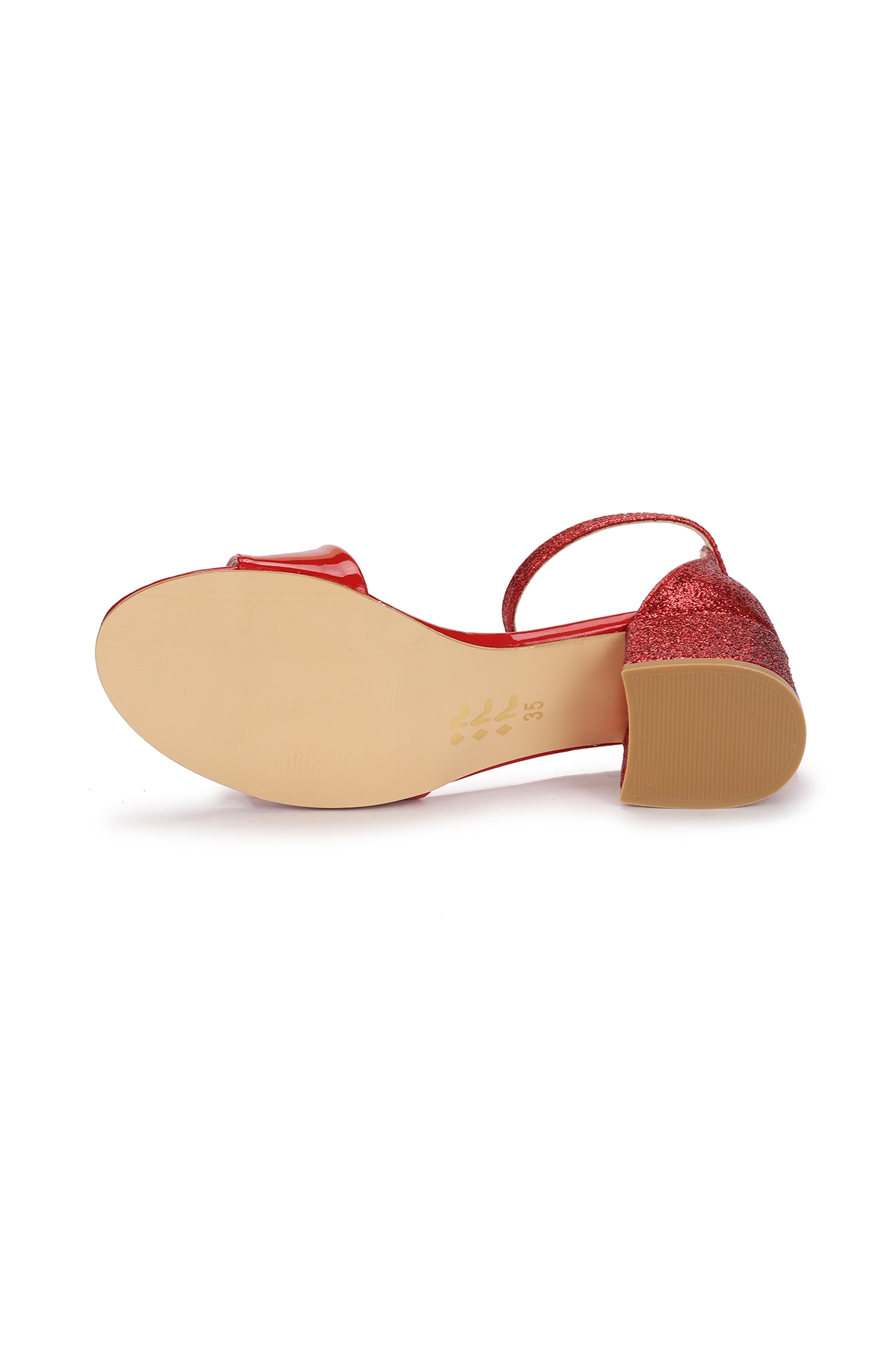 Kiko Kids Sheila Günlük Kız Çocuk 3 Cm Topuklu Sandalet Abiye Ayakkabı Kırmızı - Görsel 7