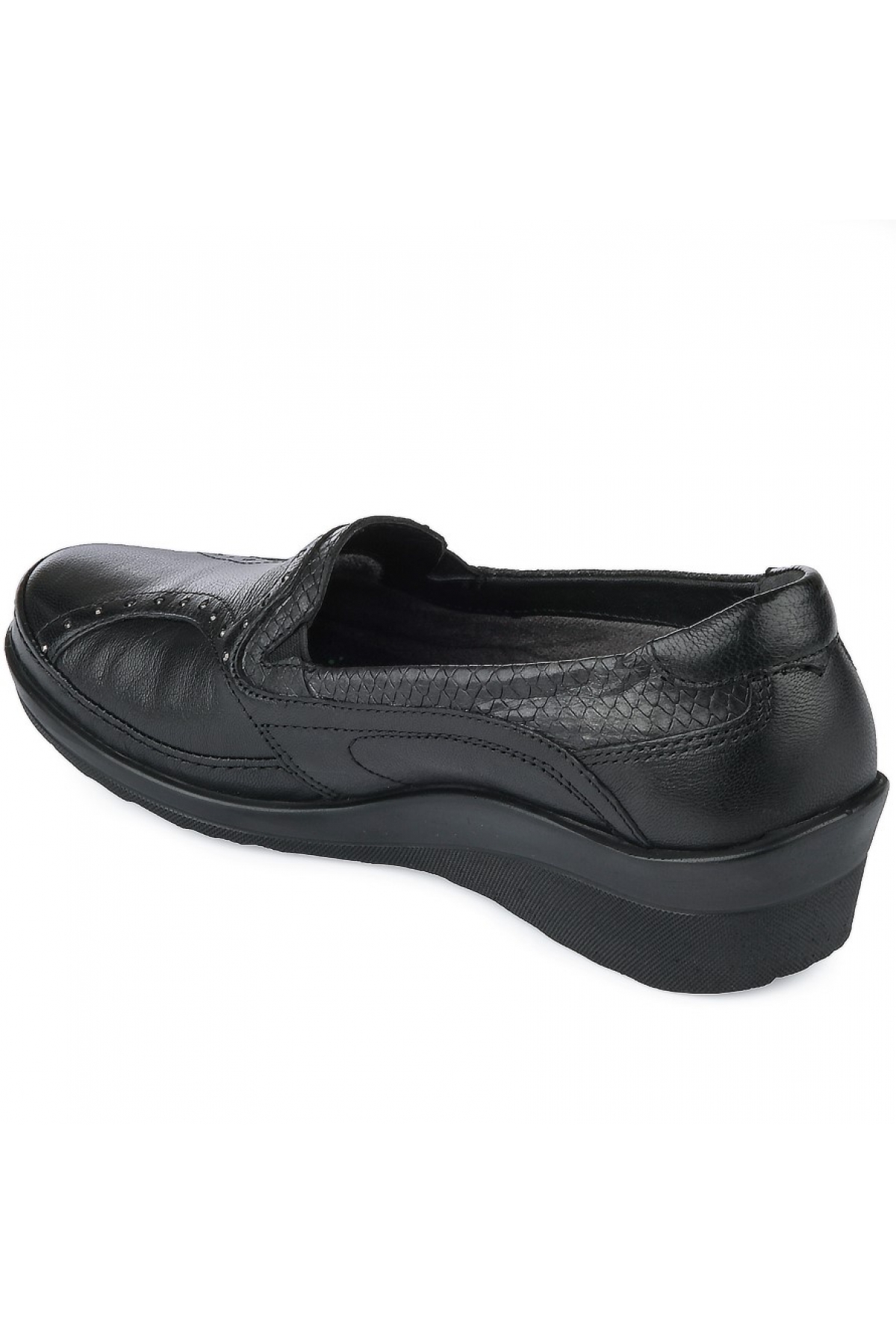 26-239 Hakiki Deri Kadın Ayakkabı Siyah - Görsel 3