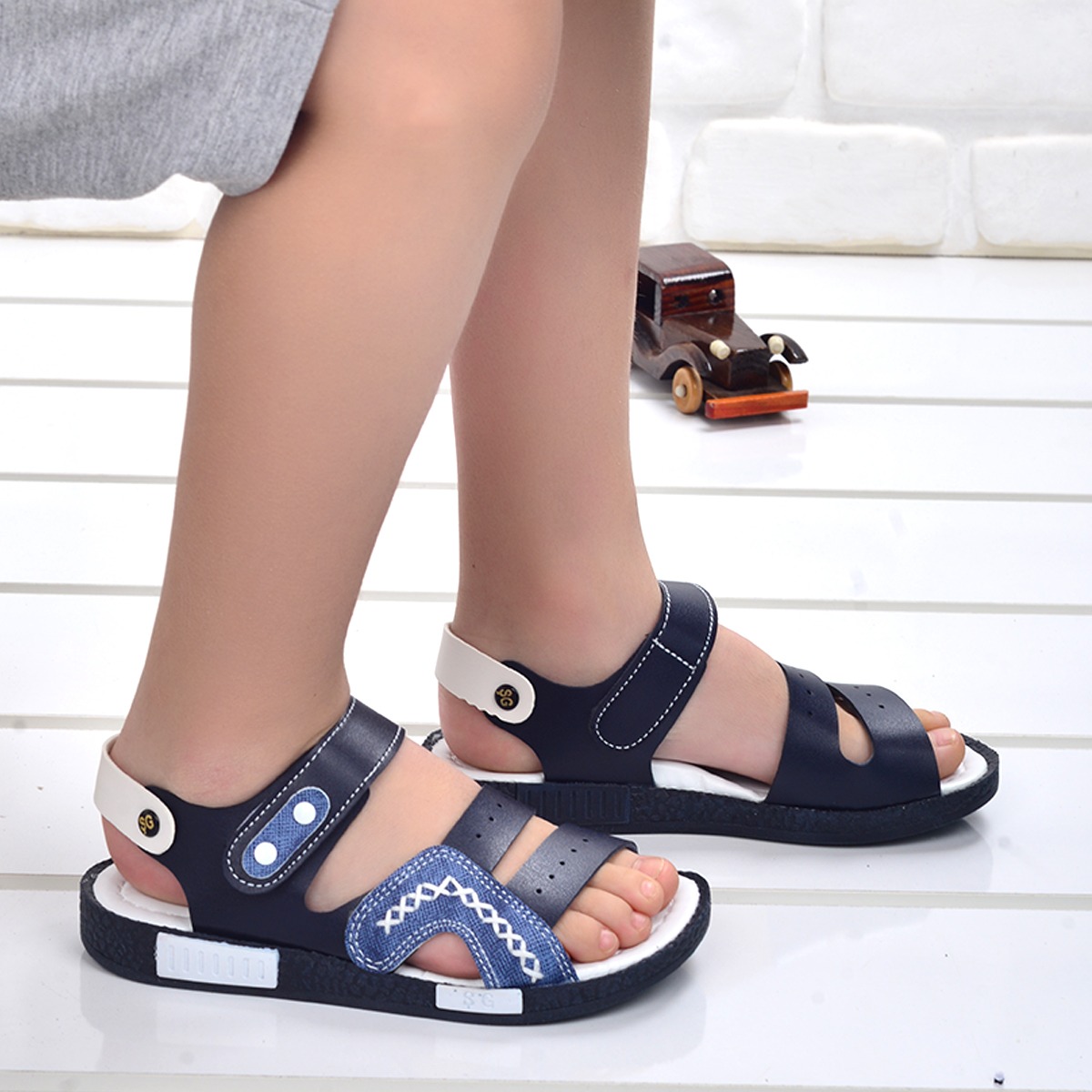 Erkek Çocuk Sandalet Şb 2498-07 Siyah - Mavi - Görsel 2