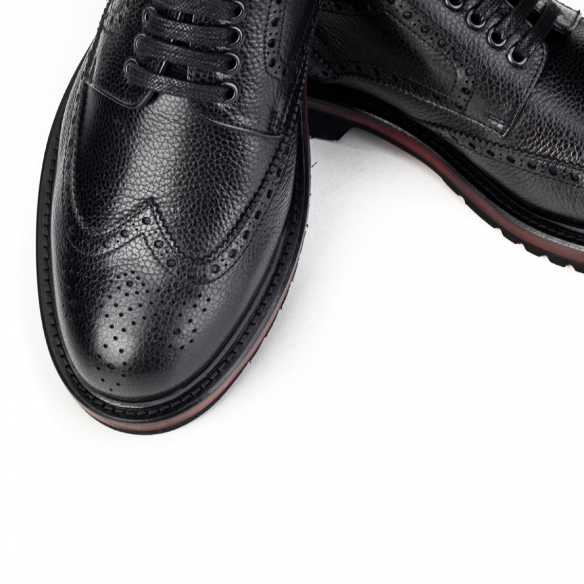 Flo Hakiki Deri Siyah Bağcıklı Erkek Klasik Ayakkabı. 4