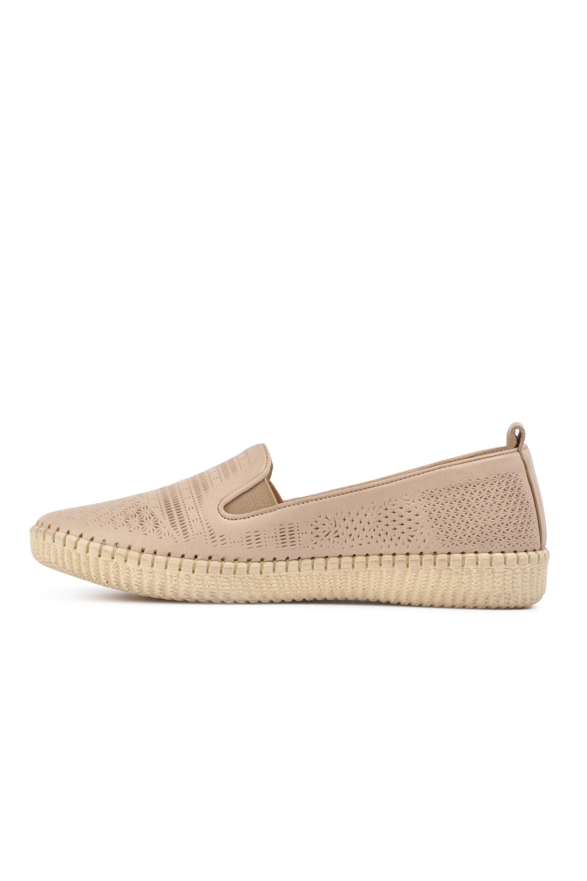 7232 Bej Kadın Hakiki Deri Günlük Ayakkabı - Görsel 3