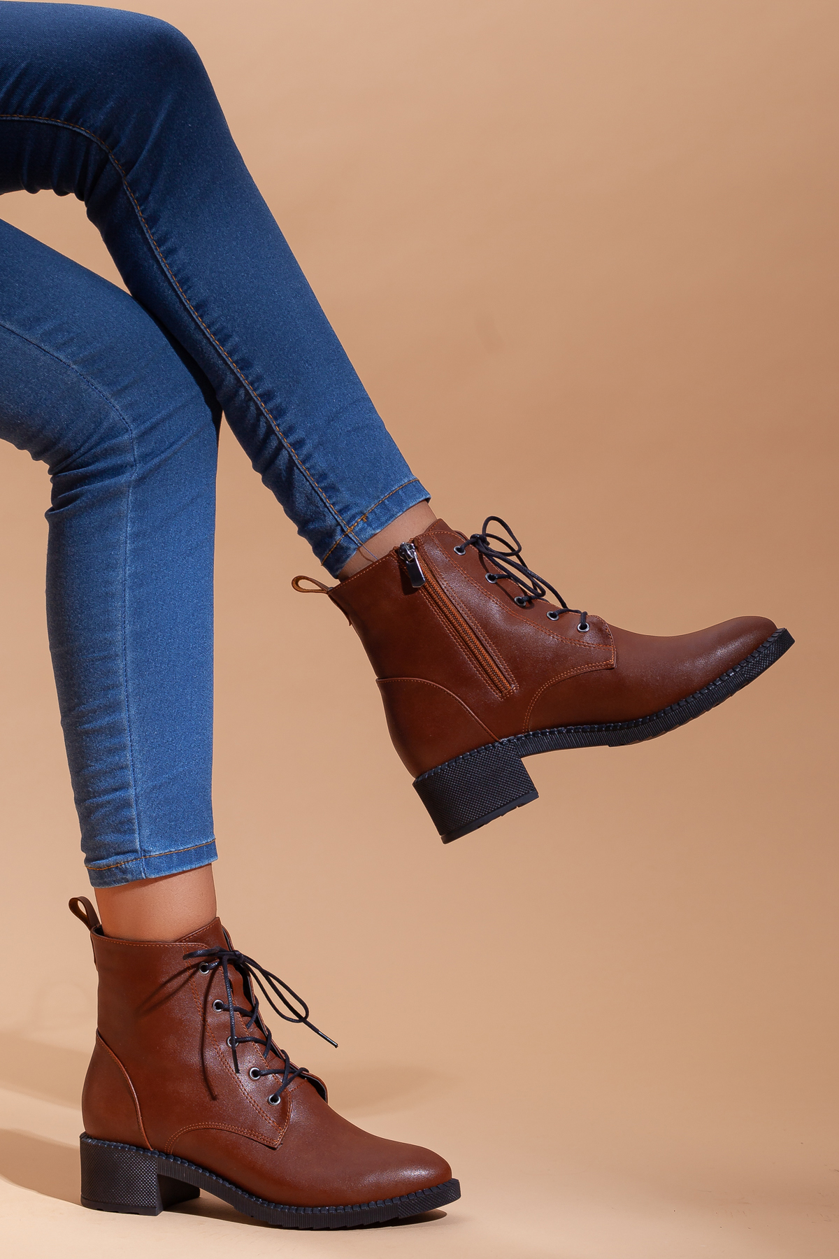 D502 Günlük Topuklu Kadın Bot_Taba - Görsel 3