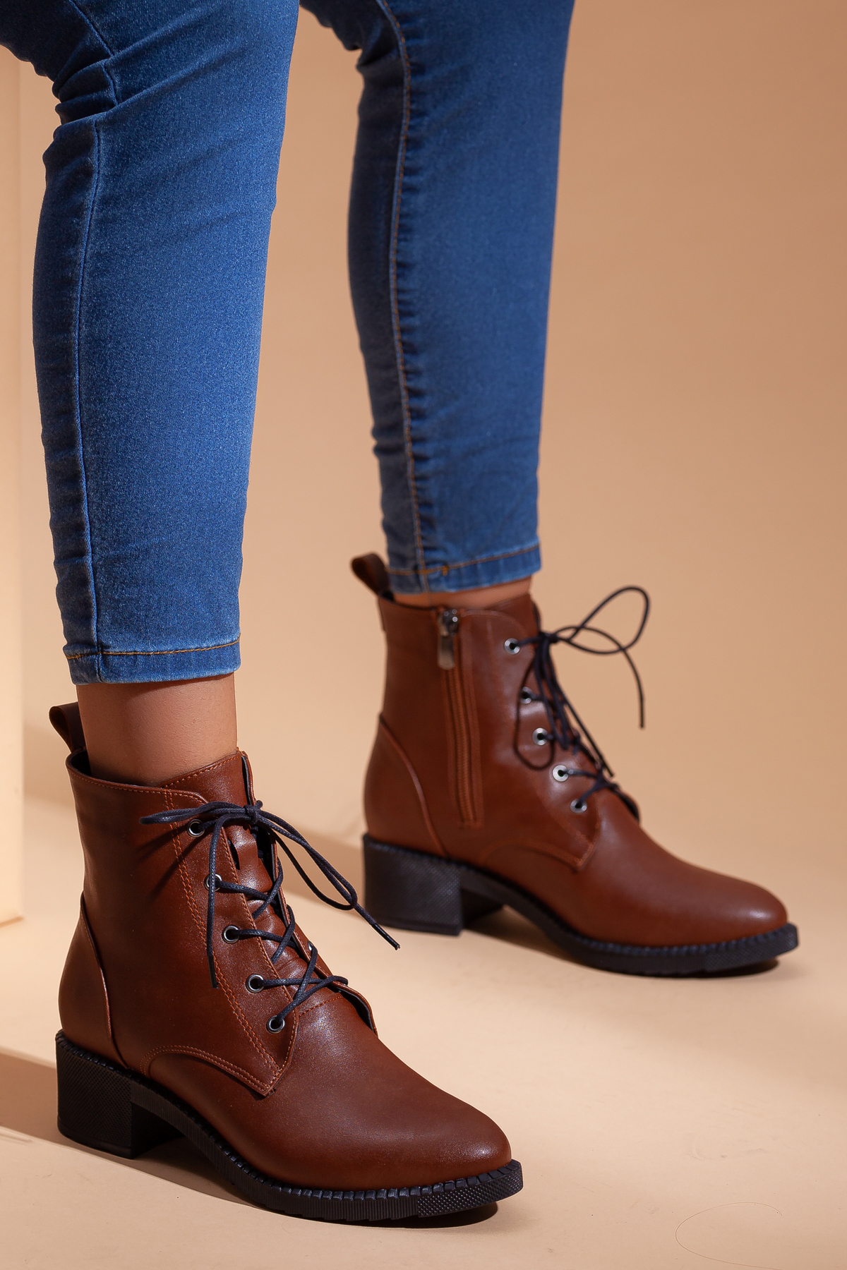 D502 Günlük Topuklu Kadın Bot_Taba - Görsel 4