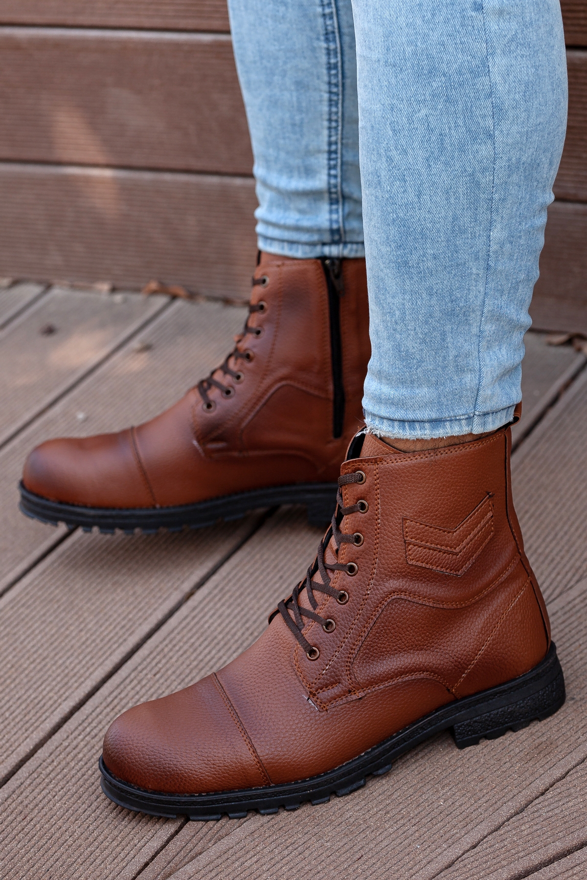 D460 Soğuk Geçirmez Kışlık Fermuarlı Unisex Bot Kauçuk Taban Sağlam Garantili Ürün_Taba - Görsel 3