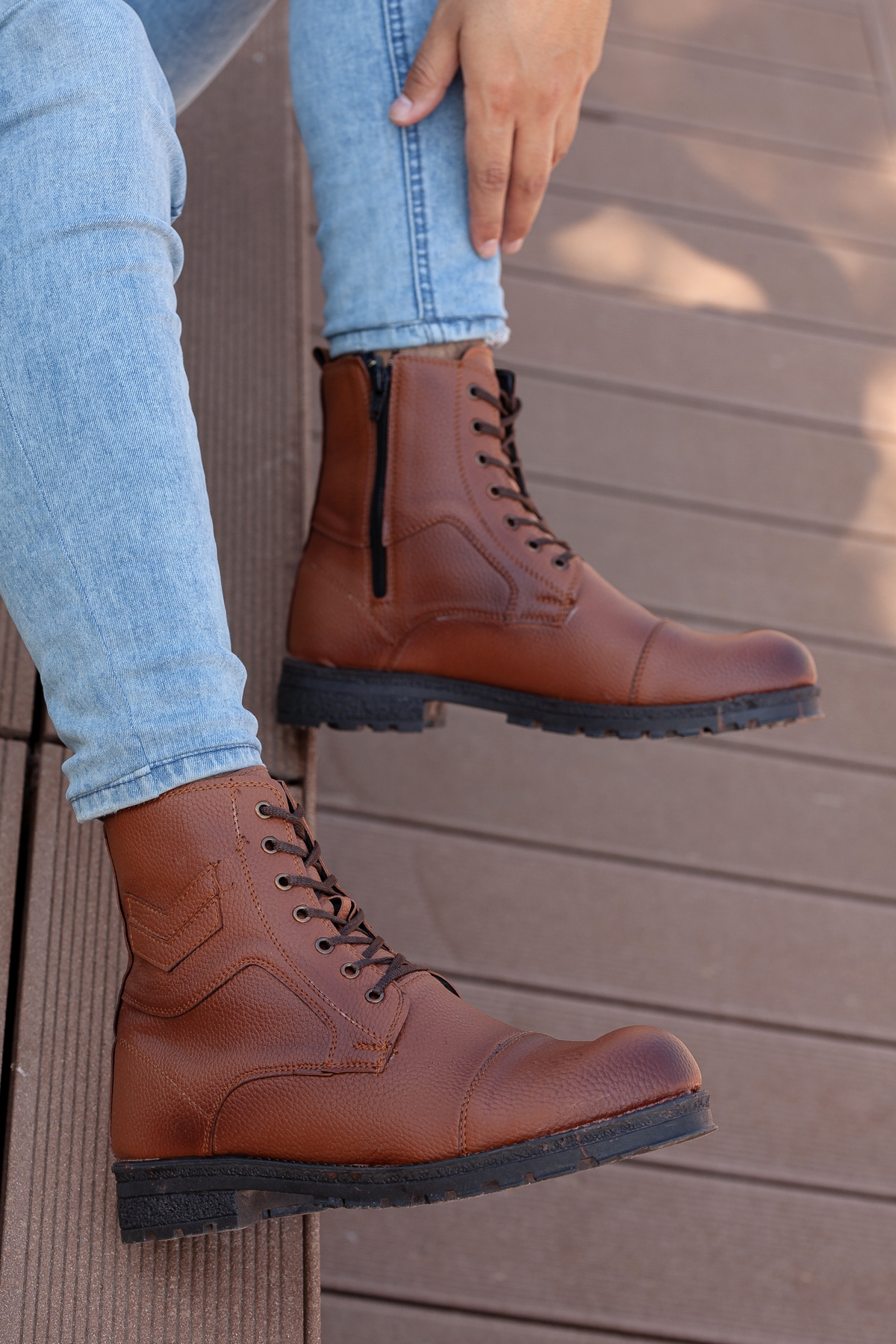 D460 Soğuk Geçirmez Kışlık Fermuarlı Unisex Bot Kauçuk Taban Sağlam Garantili Ürün_Taba - Görsel 4