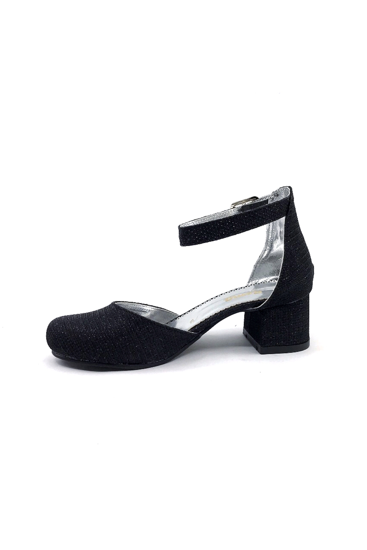 Kız Çocuk Siyah Simli Topuklu Abiye ayakkabı - Görsel 4
