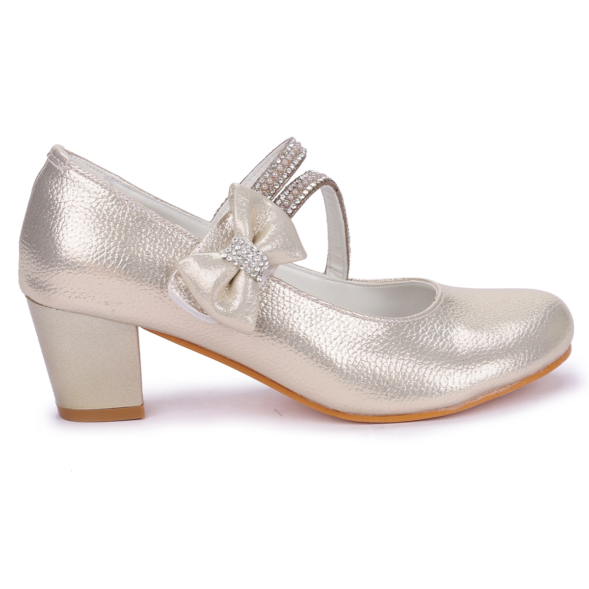 Aisha Günlük Kız Çocuk 4 Cm Topuklu Abiye Ayakkabı Altın - Görsel 6