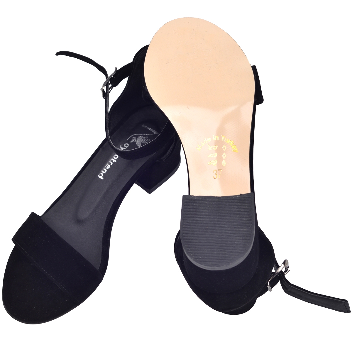 Flo 204-05 Süet 3 Cm Topuk Bayan Sandalet Ayakkabı Siyah. 5