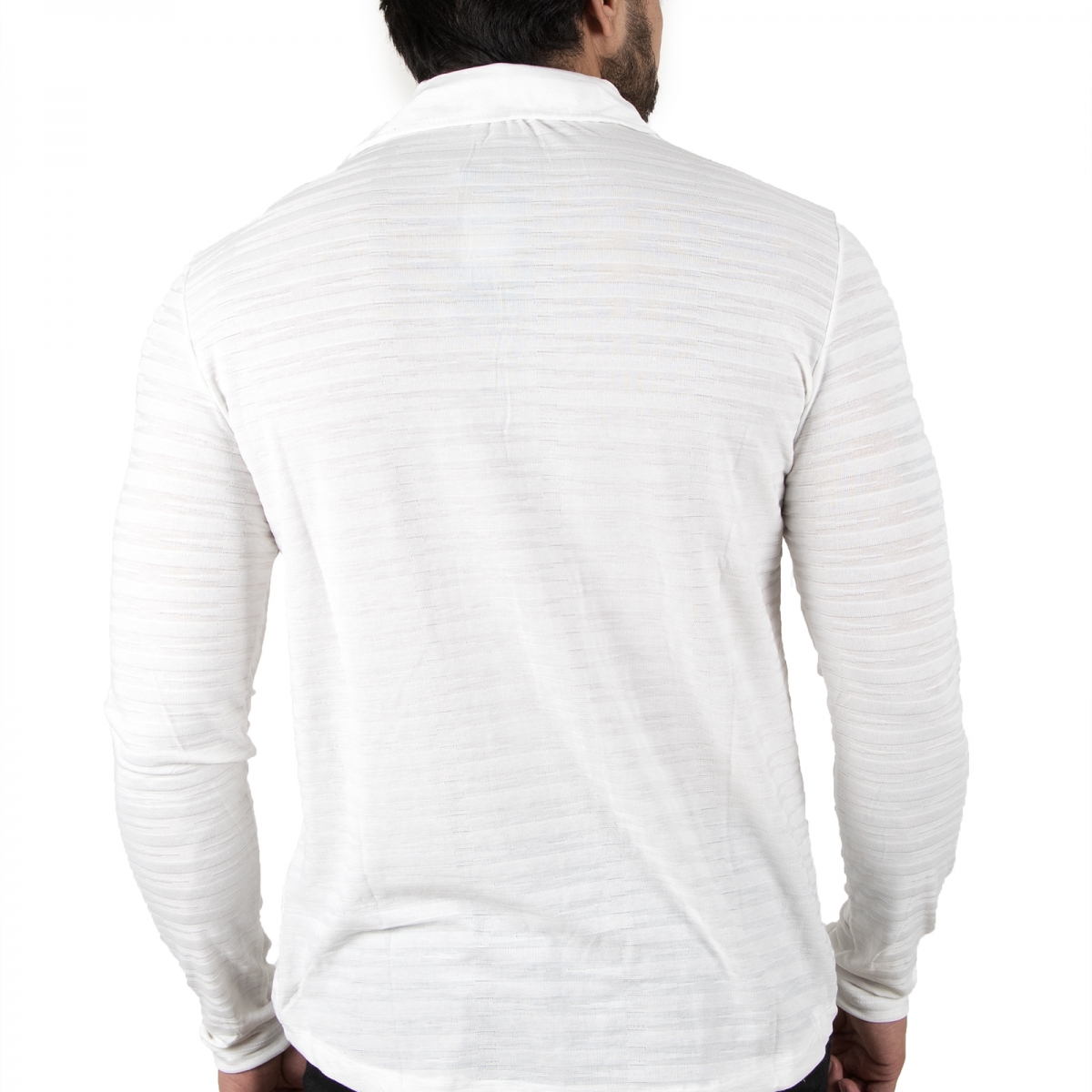Flo DeepSEA Erkek Beyaz Yatay Kesik Çizgili Uzun Kol Penye Gömlek 2200427. 6