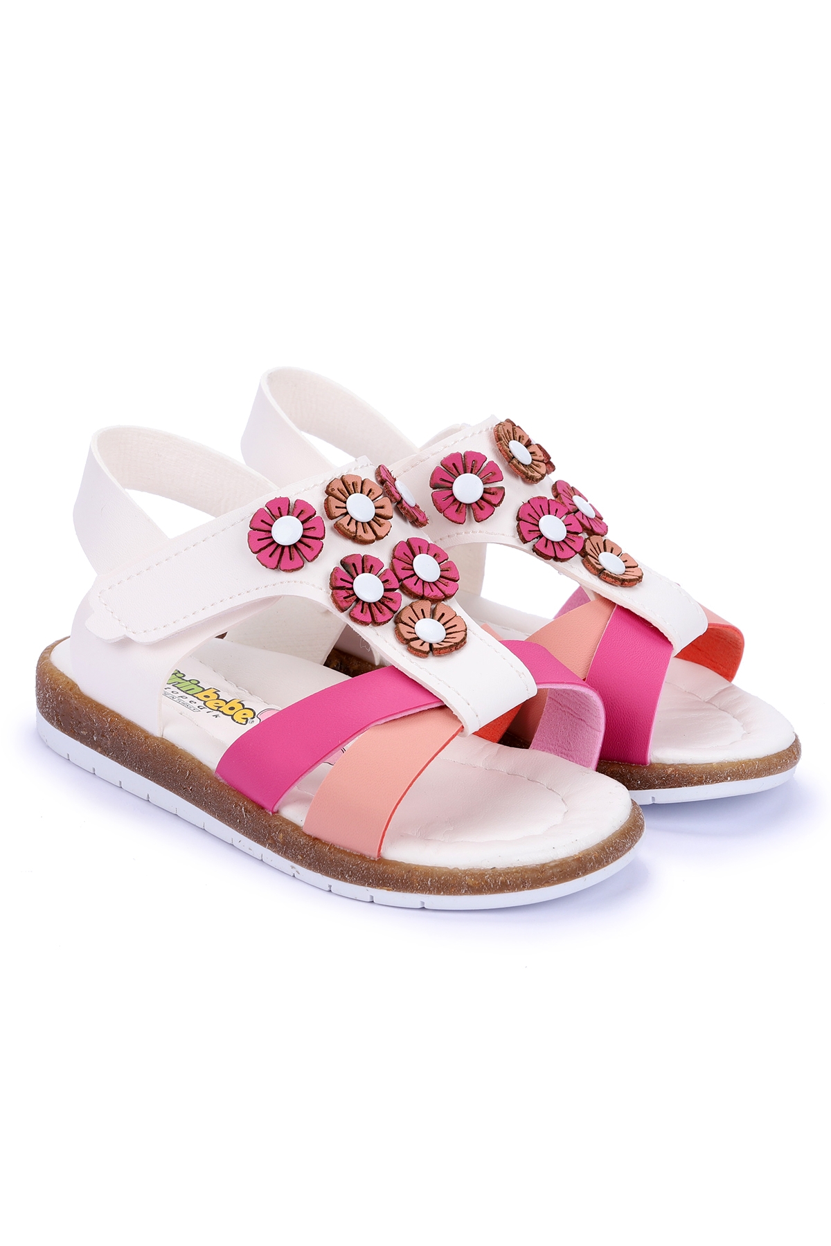 Kiko Şb 2680-86 Orto pedik Kız Çocuk Bebe Sandalet Terlik Beyaz - Fuşya - Görsel 4