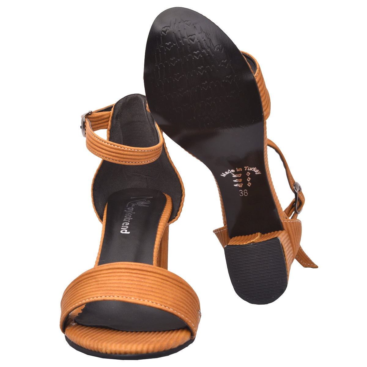 Flo 2013-05 Fitilli 7 Cm Topuk Bayan Sandalet Ayakkabı Hardal. 4