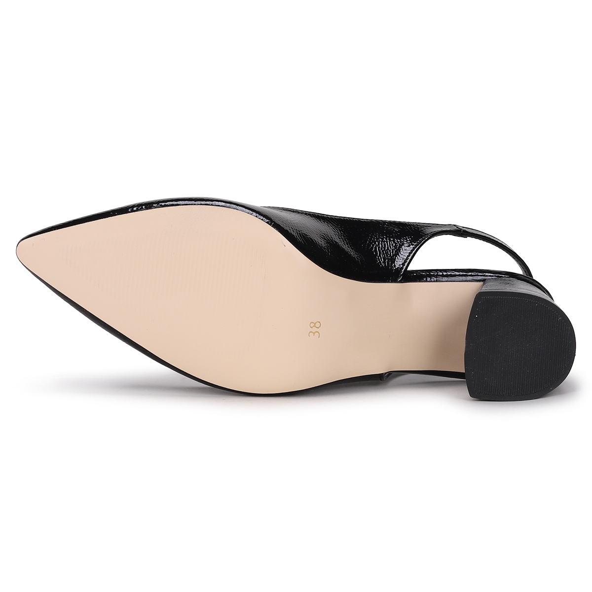 Flo Pnt 304003 Kırışık Rugan 6 Cm Topuk Kadın Sandalet Ayakkabı Siyah. 4