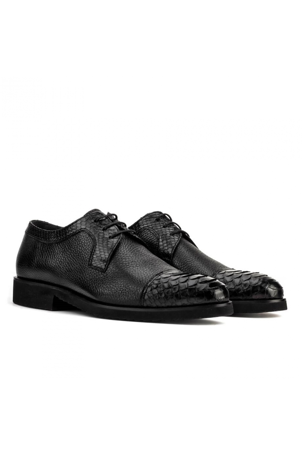 Flo Hakiki Deri Siyah Bağcıklı Erkek Klasik Ayakkabı. 5