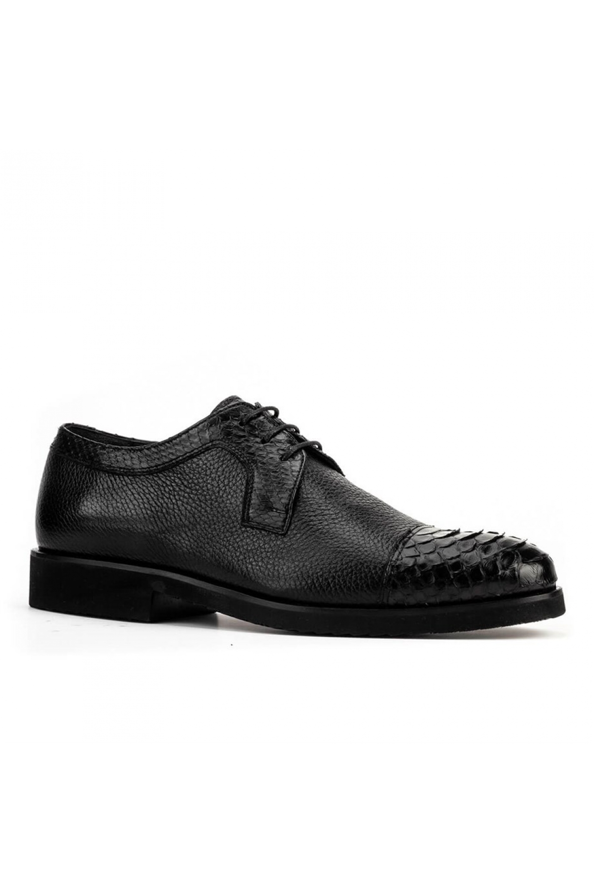 Flo Hakiki Deri Siyah Bağcıklı Erkek Klasik Ayakkabı. 1