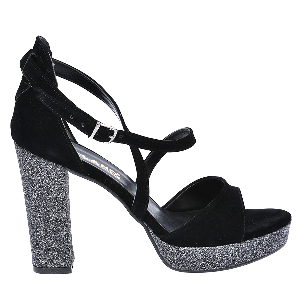 Flo 3210-2068 Simli Abiye 11 Cm Platform Topuk Bayan Sandalet Ayakkabı Siyah. 1