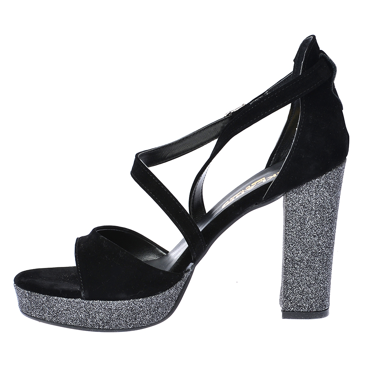 Flo 3210-2068 Simli Abiye 11 Cm Platform Topuk Bayan Sandalet Ayakkabı Siyah. 5