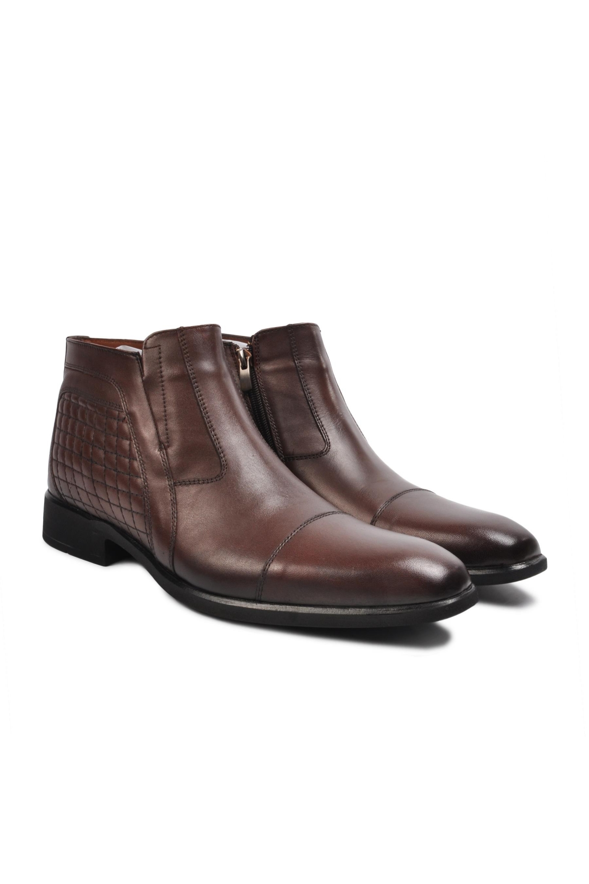 2356 Kahve Erkek Hakiki Deri Fermuarlı Bot - Görsel 3
