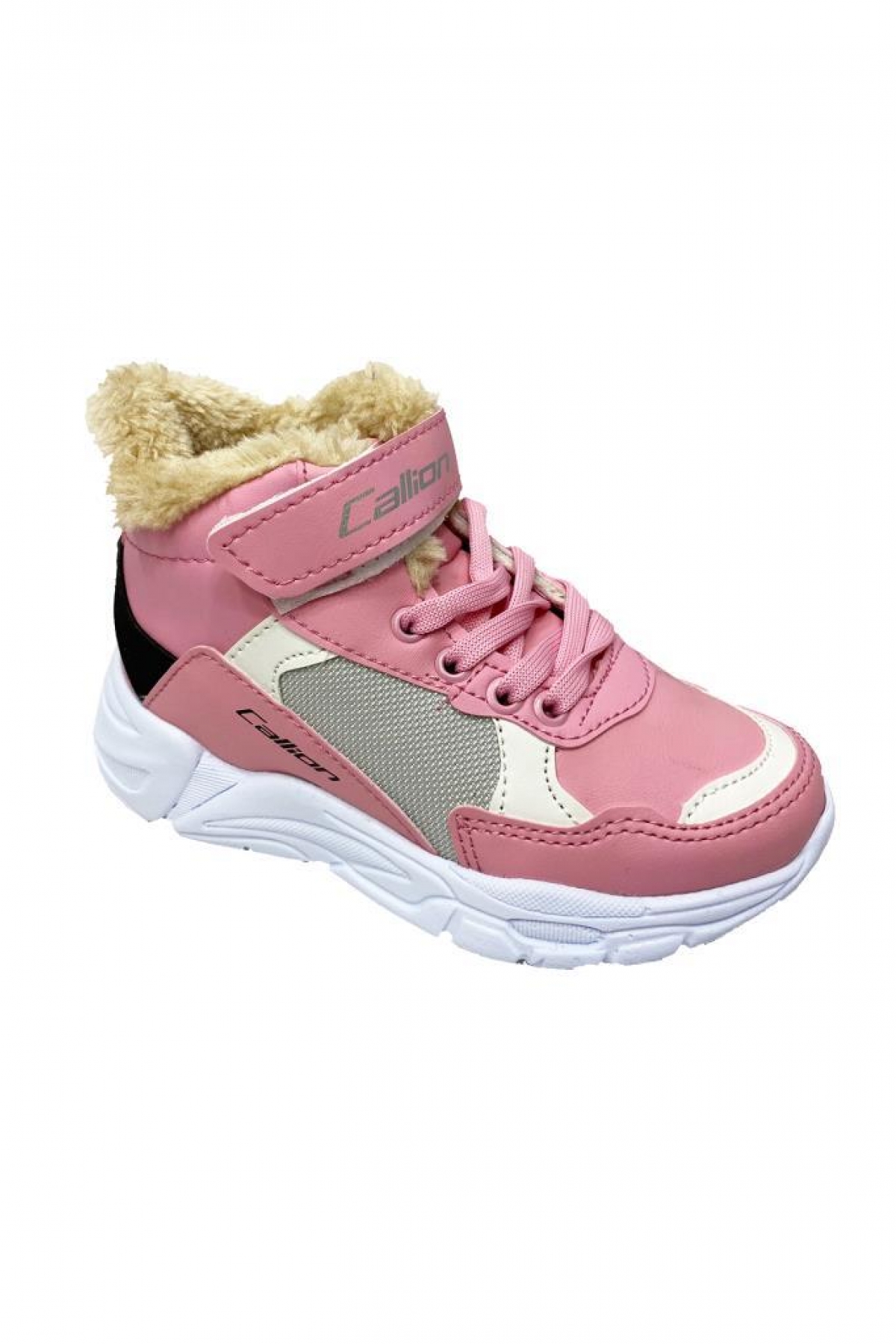 053 Deri Kürklü Filet Çocuk Spor Ayakkabı Pembe Buz - Görsel 2