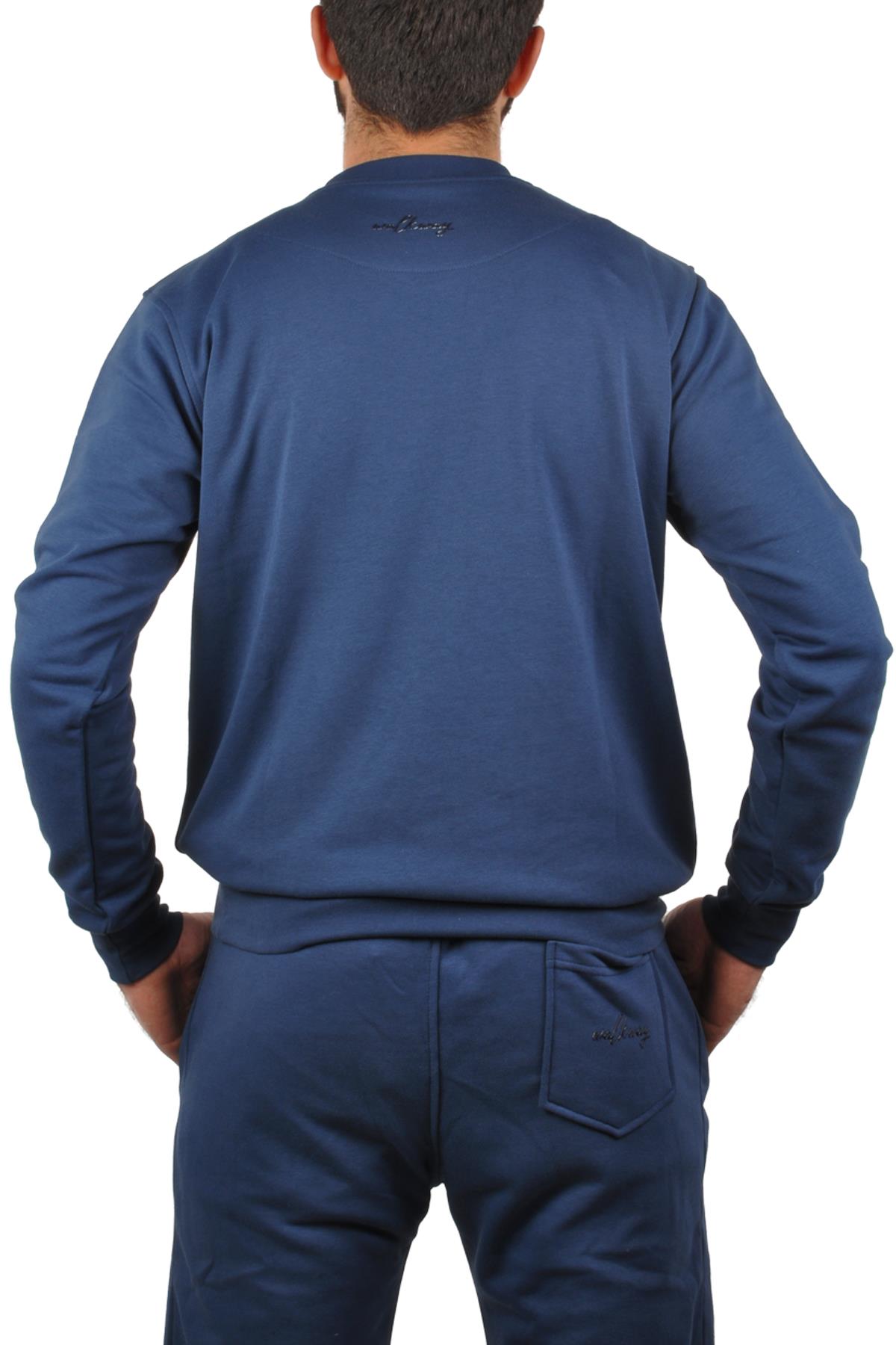 Flo W1001 İndigo Pamuklu Regular Fit Erkek Sweatshirt. 1