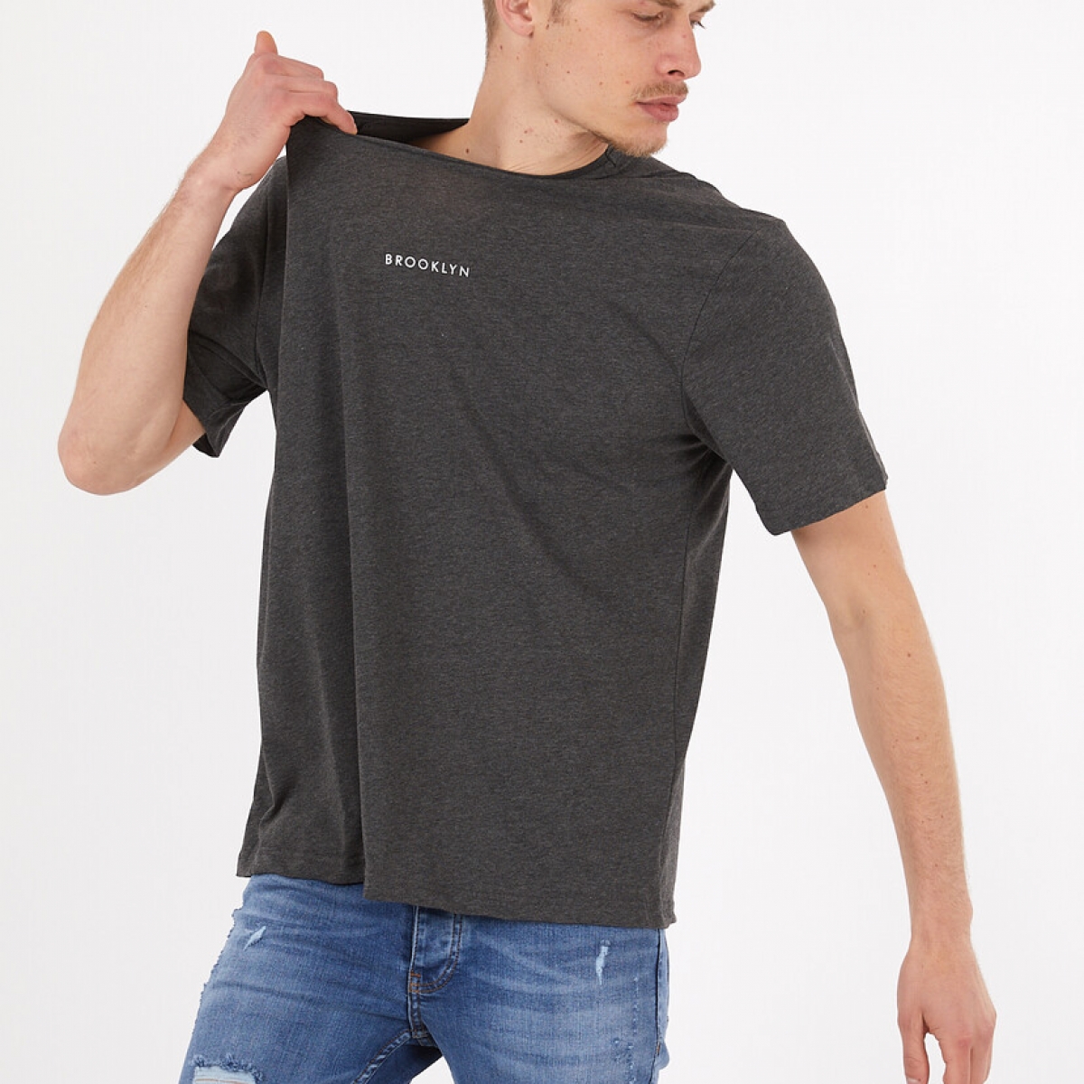 Flo Erkek Basic Oversize Brooklyn Baskılı Kısa Kol T-Shirt. 2