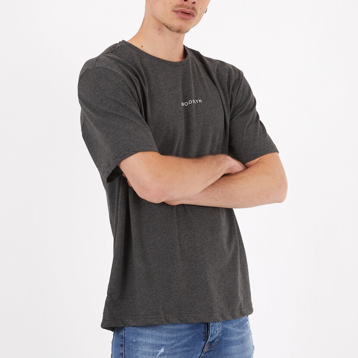 Flo Erkek Basic Oversize Brooklyn Baskılı Kısa Kol T-Shirt. 4