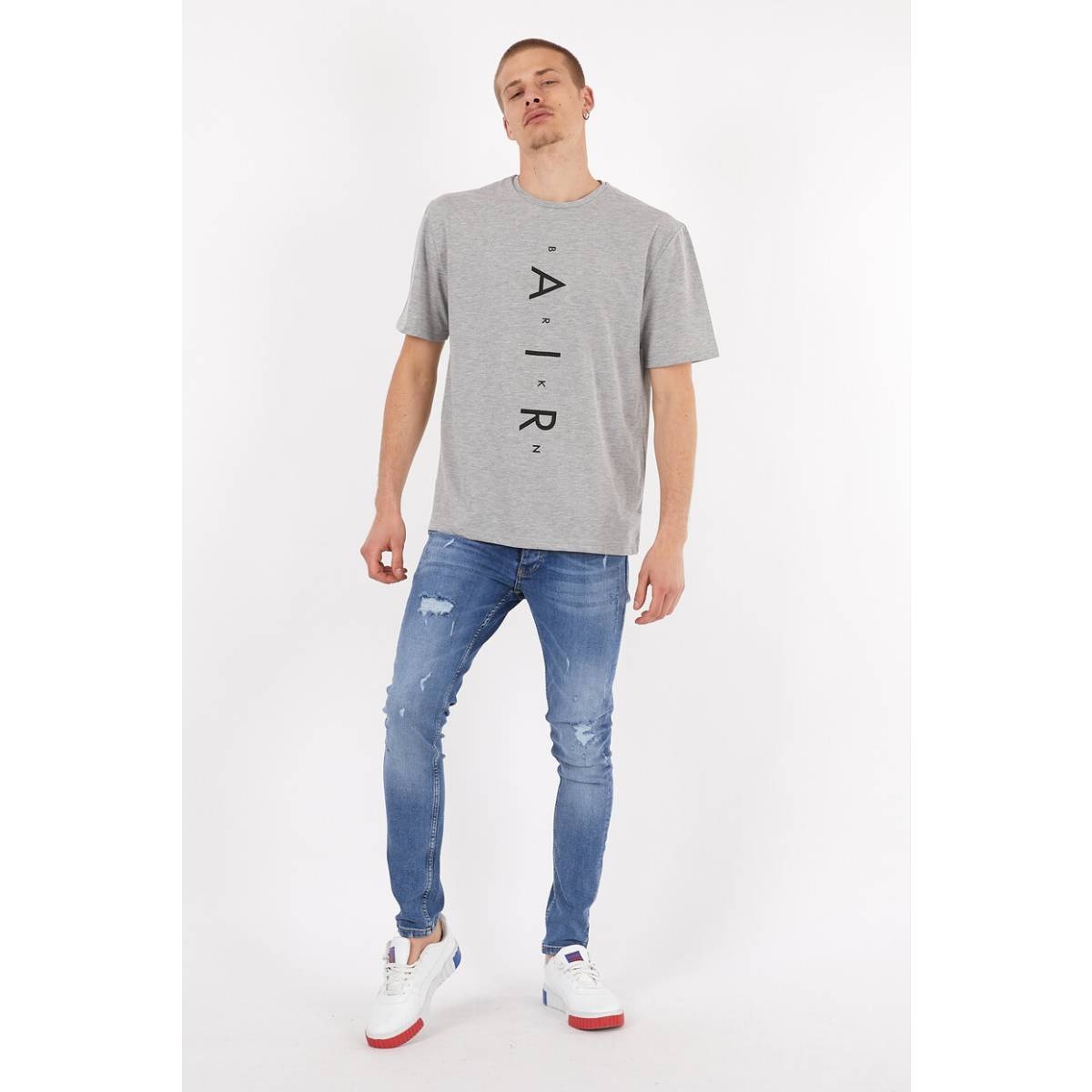Flo Erkek Basic Oversize Air Baskılı Kısa Kol T-Shirt. 1