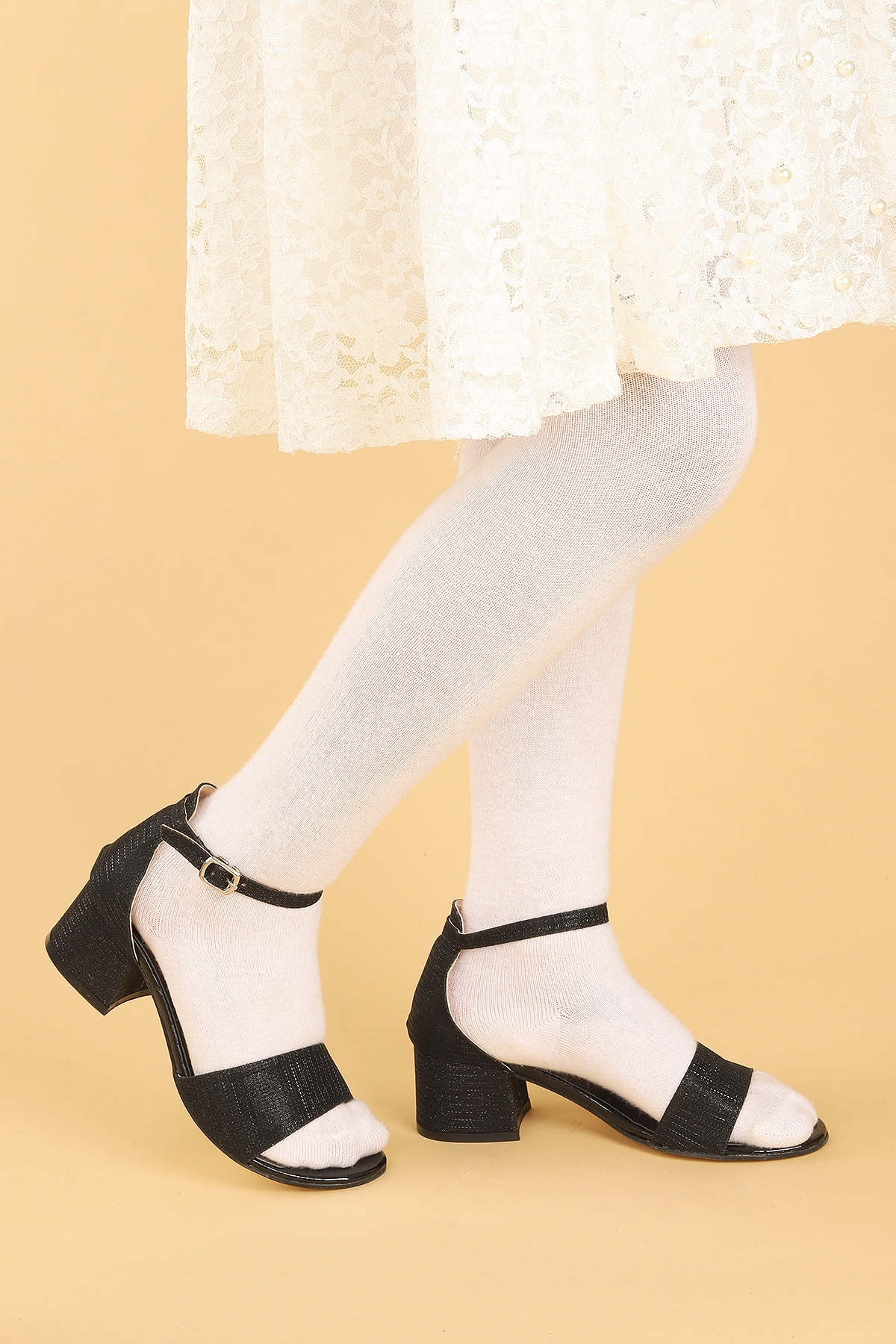 Alexa Günlük Kız Çocuk 3 Cm Topuklu Sandalet Abiye Ayakkabı Siyah - Görsel 4