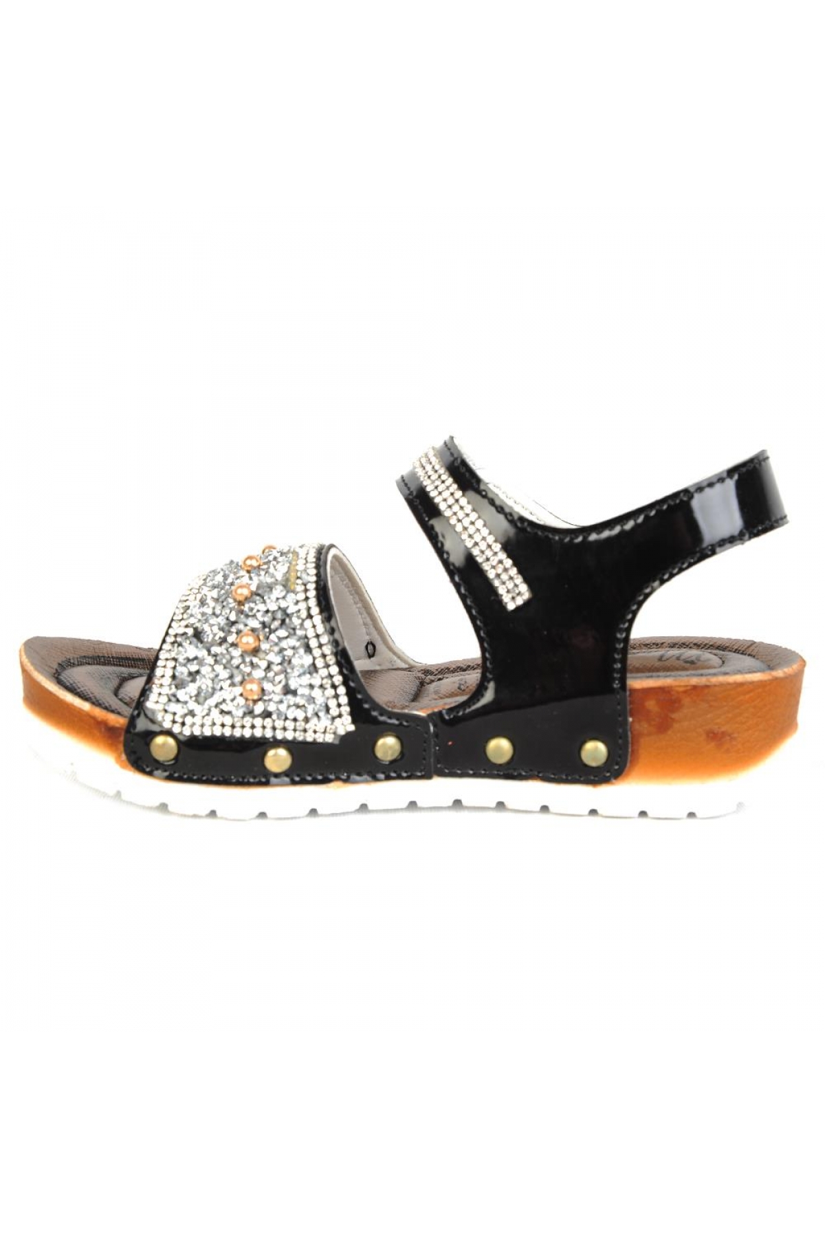 Masal 7541 Siyah Cırtlı Yazlık Kız Çocuk Sandalet Ayakkabı - Görsel 3