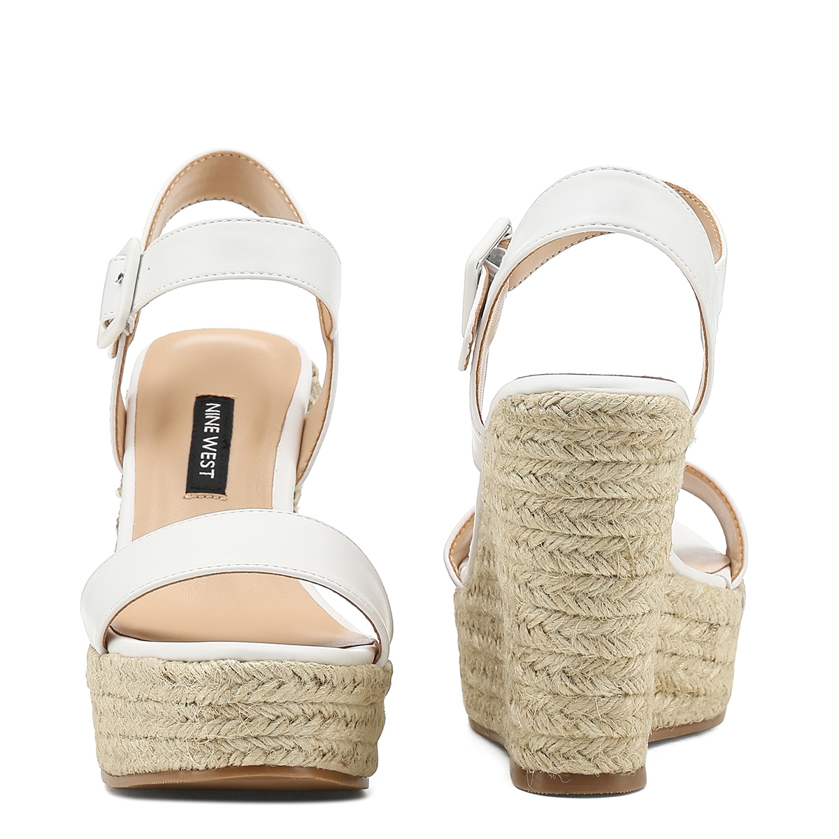 Nine West BENOIT 2FX Beyaz Kadın Dolgu Topuk Sandalet. 7