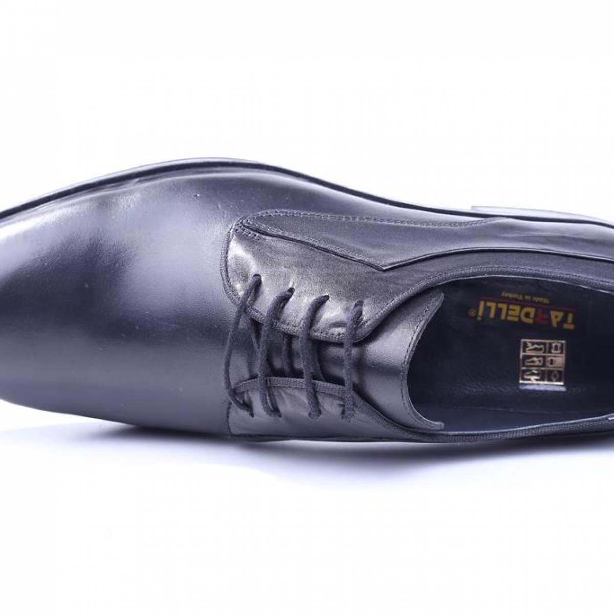 Flo Tardelli 4345 Siyah Büyük Numara Termo Taban Bağcıklı Hakiki Deri Erkek Ayakkabı. 4
