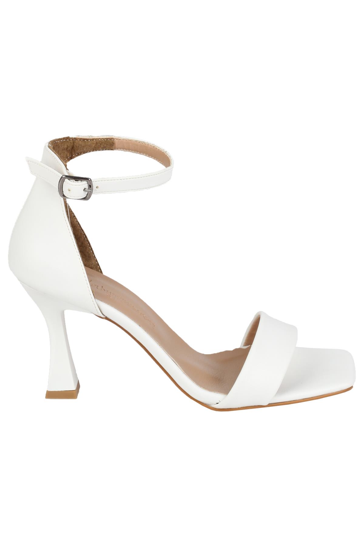 Beyaz Tek Bantlı Kadeh Topuk Ayakkabı - Middle - Görsel 4