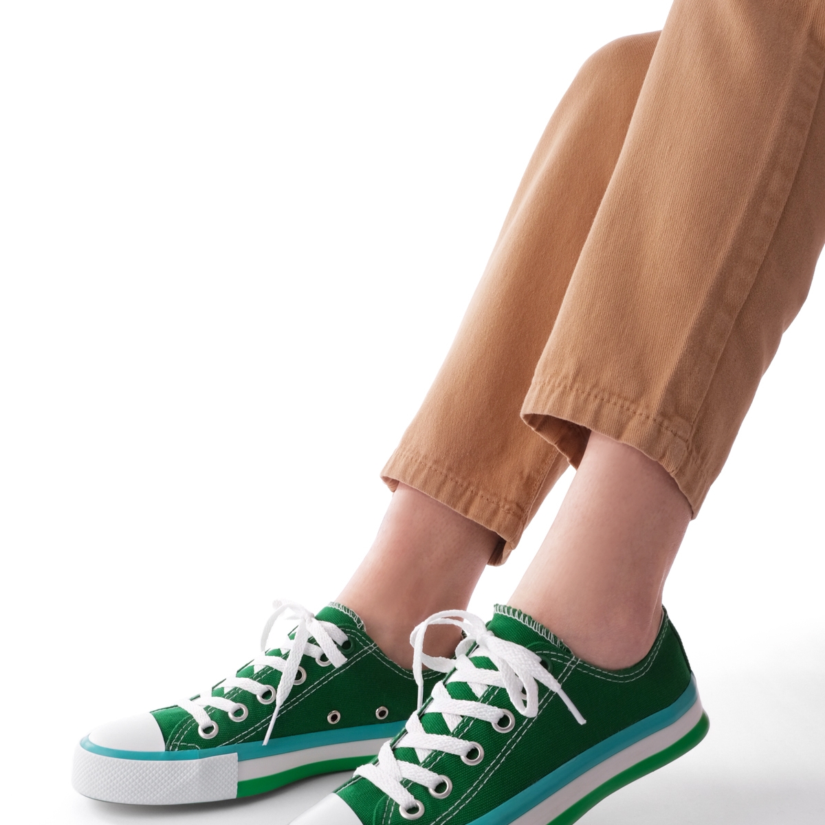 Flo Kadın Sneaker Keten Kumaş Bağcıklı Spor Ayakkabı Hesna Yeşil. 1