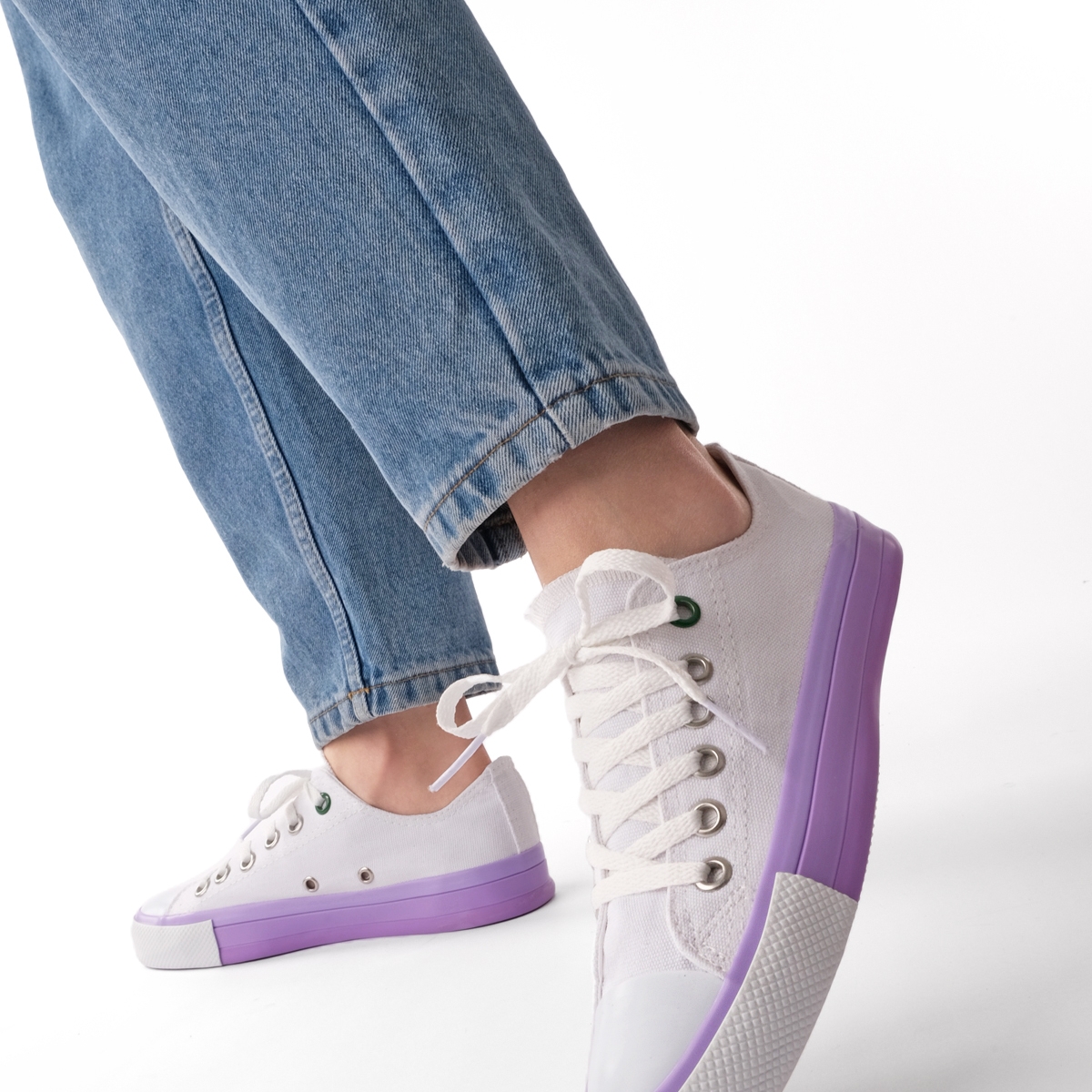 Flo Kadın Sneaker Keten Kumaş Bağcıklı Spor Ayakkabı Hesna Beyaz. 1