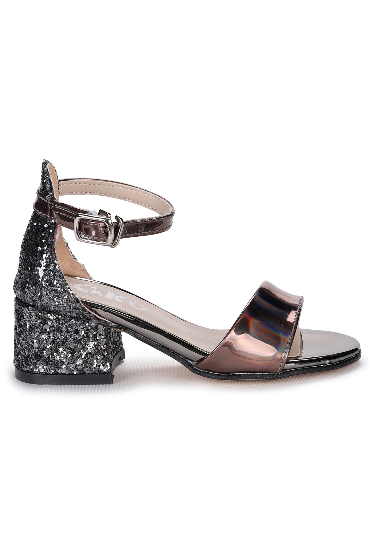 Sheila Günlük Kız Çocuk 3 Cm Topuklu Sandalet Abiye Ayakkabı Platin - Görsel 5