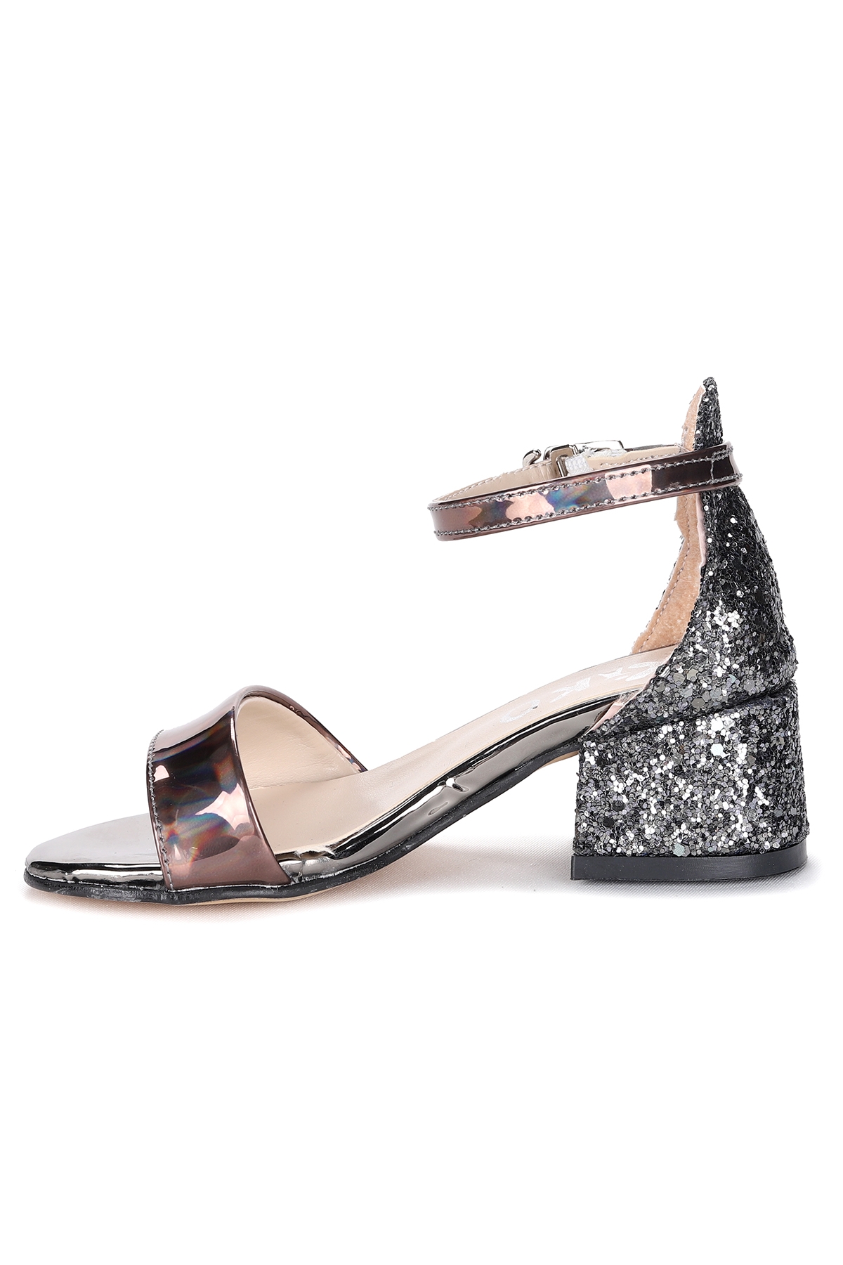 Sheila Günlük Kız Çocuk 3 Cm Topuklu Sandalet Abiye Ayakkabı Platin - Görsel 6
