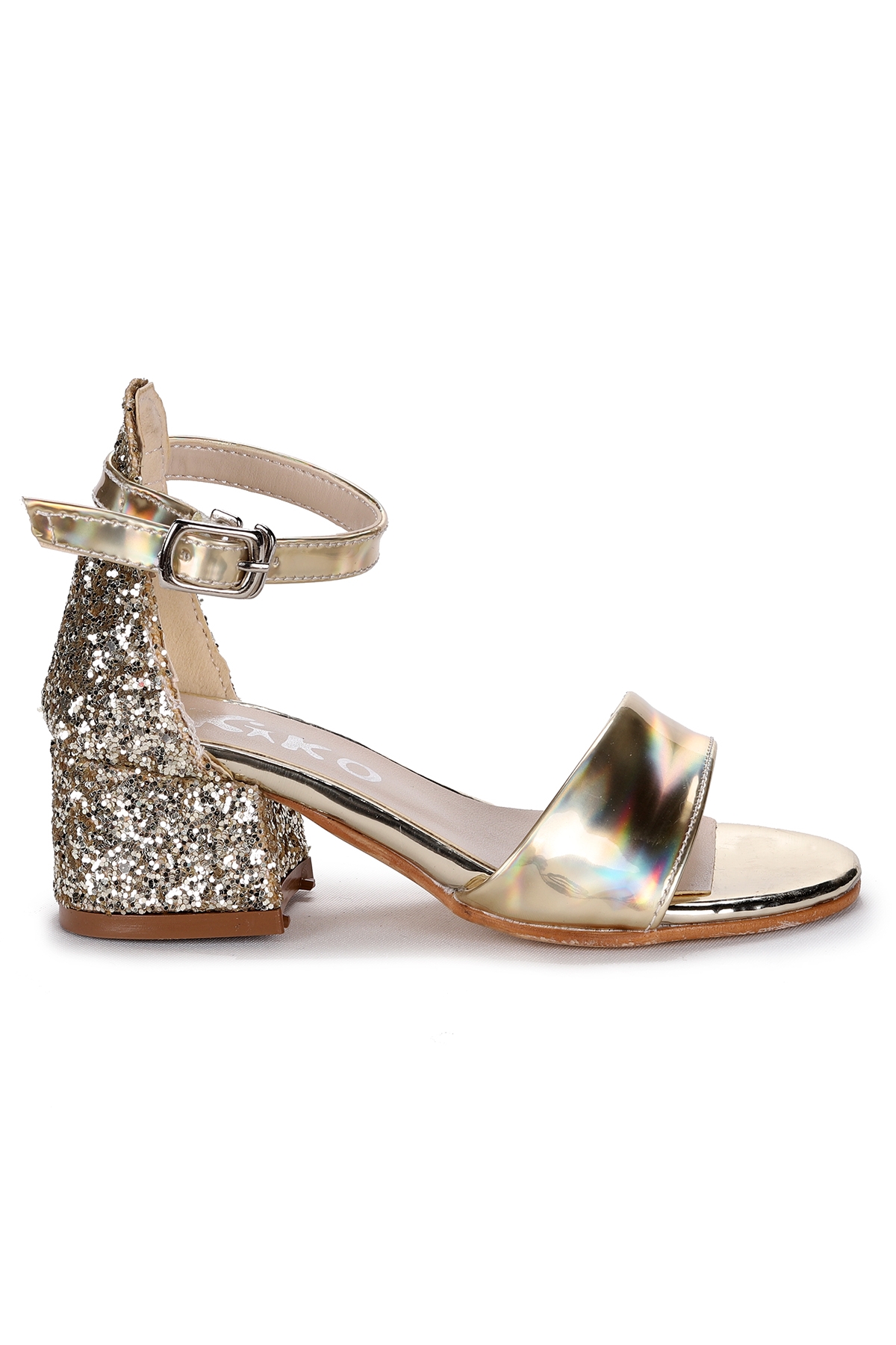 Sheila Günlük Kız Çocuk 3 Cm Topuklu Sandalet Abiye Ayakkabı Altın - Görsel 5