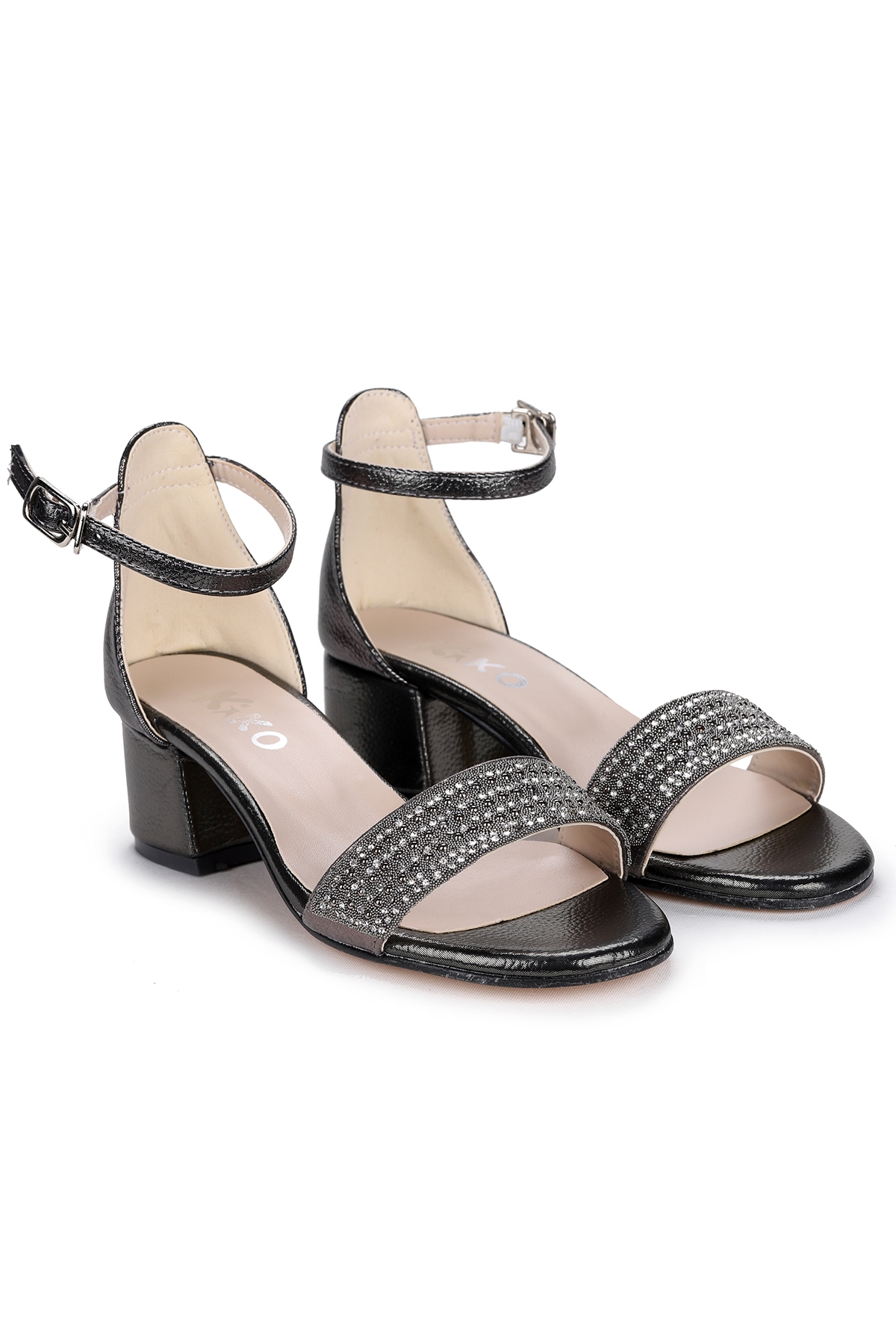 Elinor Günlük Kız Çocuk 3 Cm Topuklu Sandalet Abiye Ayakkabı Platin - Görsel 4