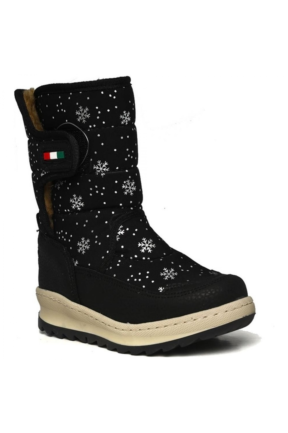 Le Petit Siyah Kar Desenli İçi Kürklü Kız Çocuk Kar Botu - Görsel 3