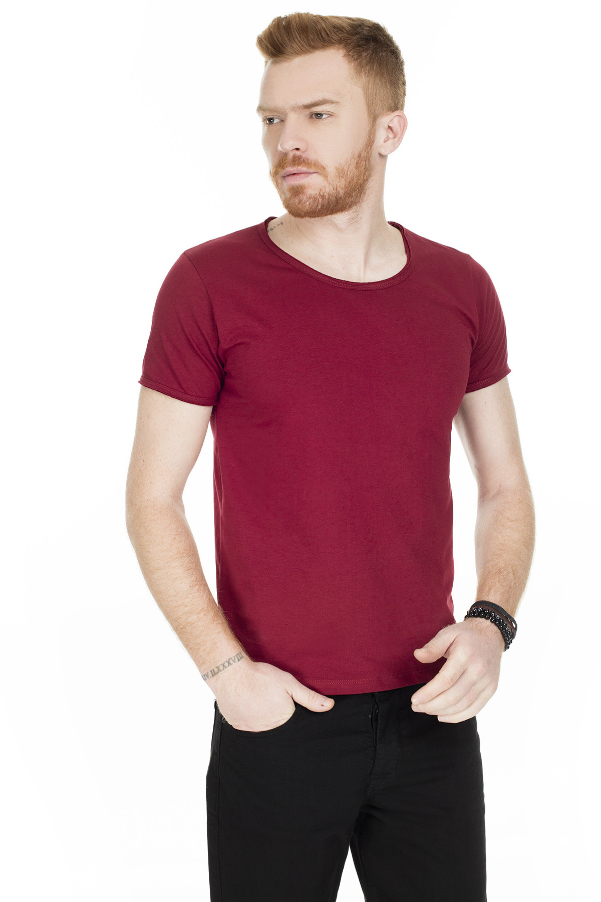 Erkek T Shirt 54175 BORDO