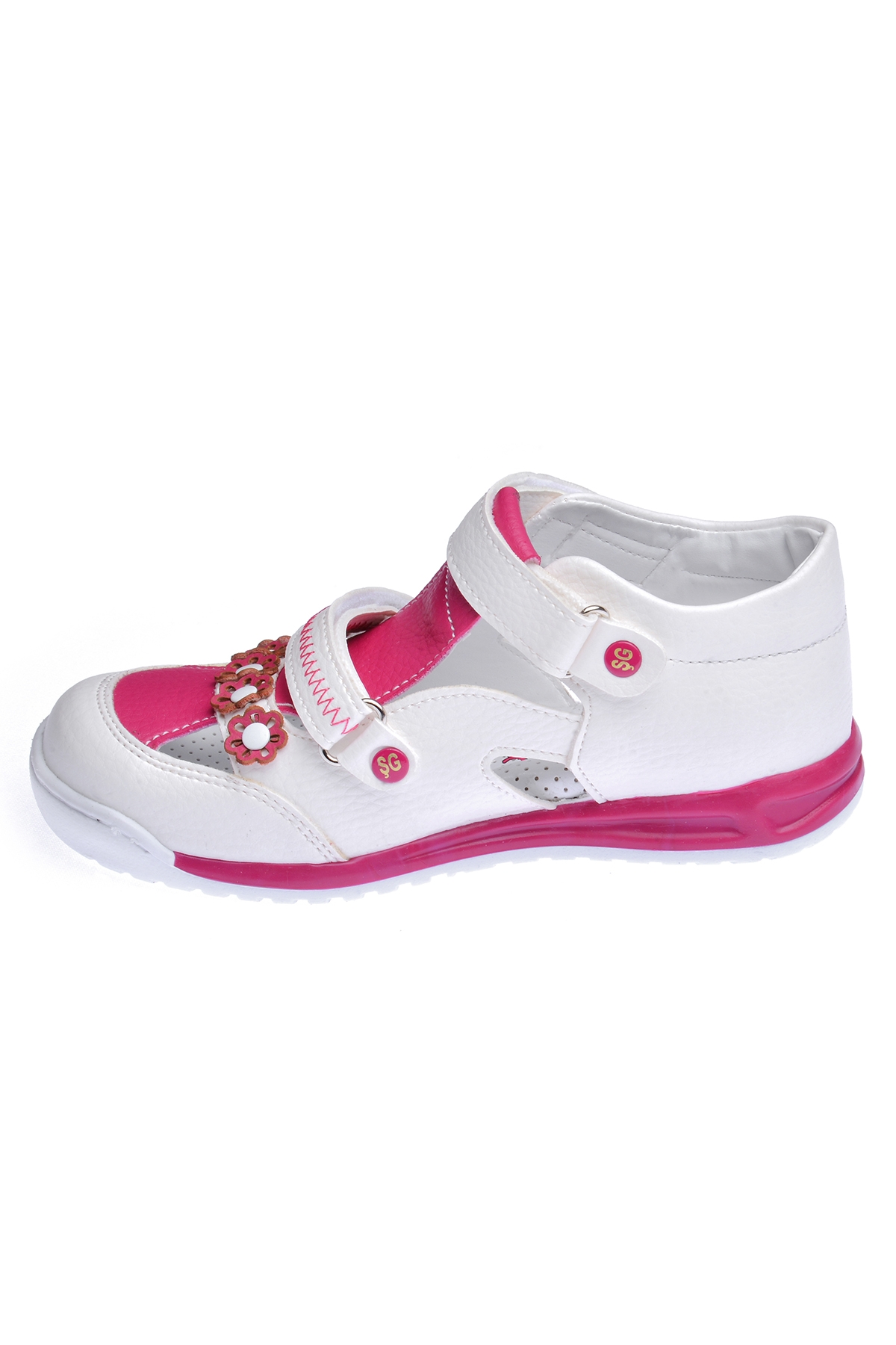 Günlük Kız Çocuk Sandalet Şb 2391-96 Beyaz - Fuşya - Görsel 4