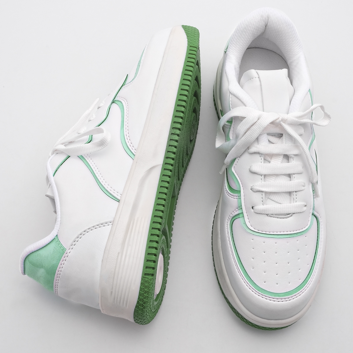 Kadın Sneaker Kalın Şeffaf Taban Bağcıklı Spor Ayakkabı Lolita Yeşil