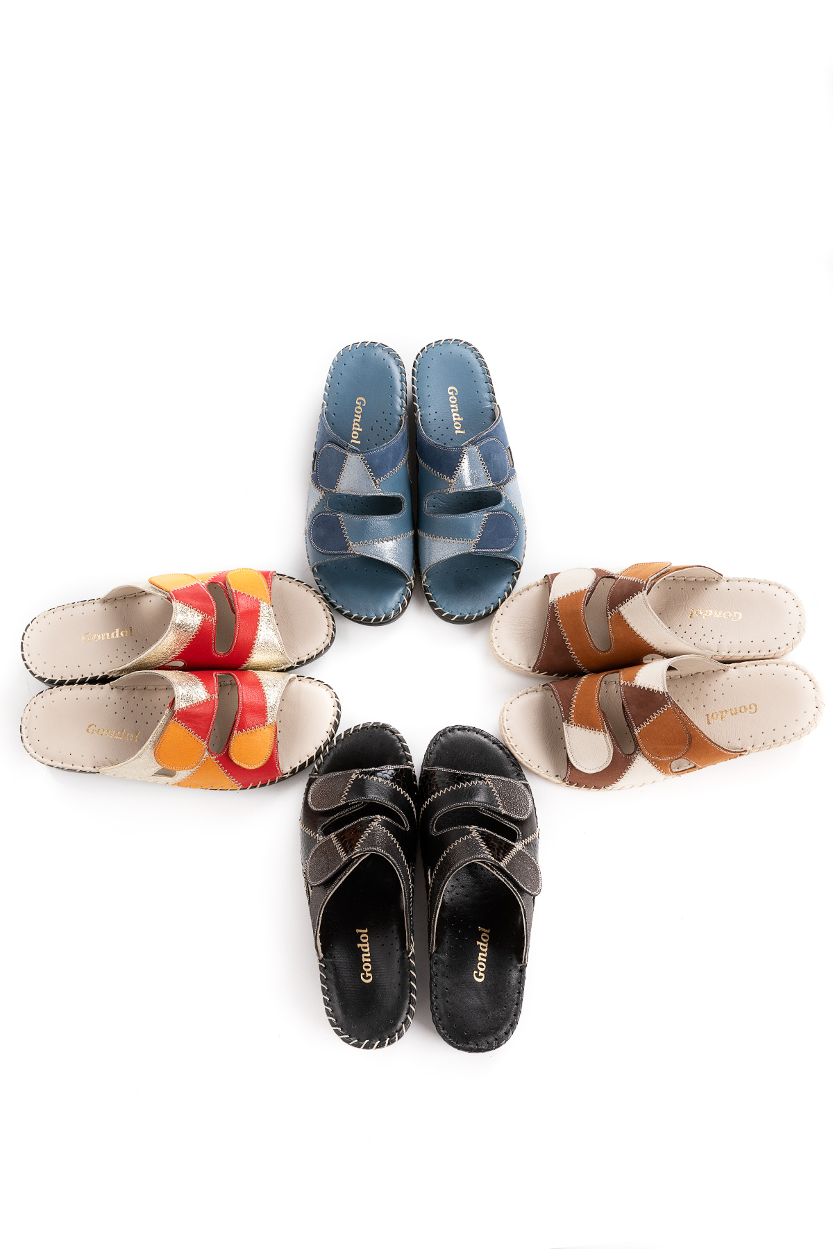 Gondol Hakiki Deri Çok Renkli Yumuşak Anatomik Taban Terlik yprk.999 - Görsel 3