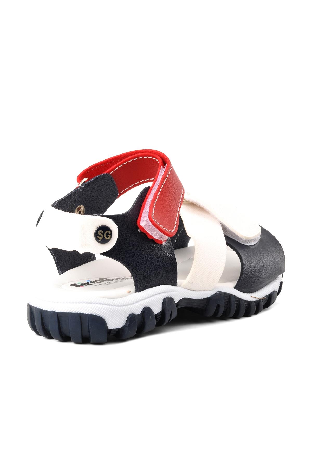 Şr60 Lacivert Beyaz Kırmızı Erkek Çocuk Comfort Sandalet - Görsel 5