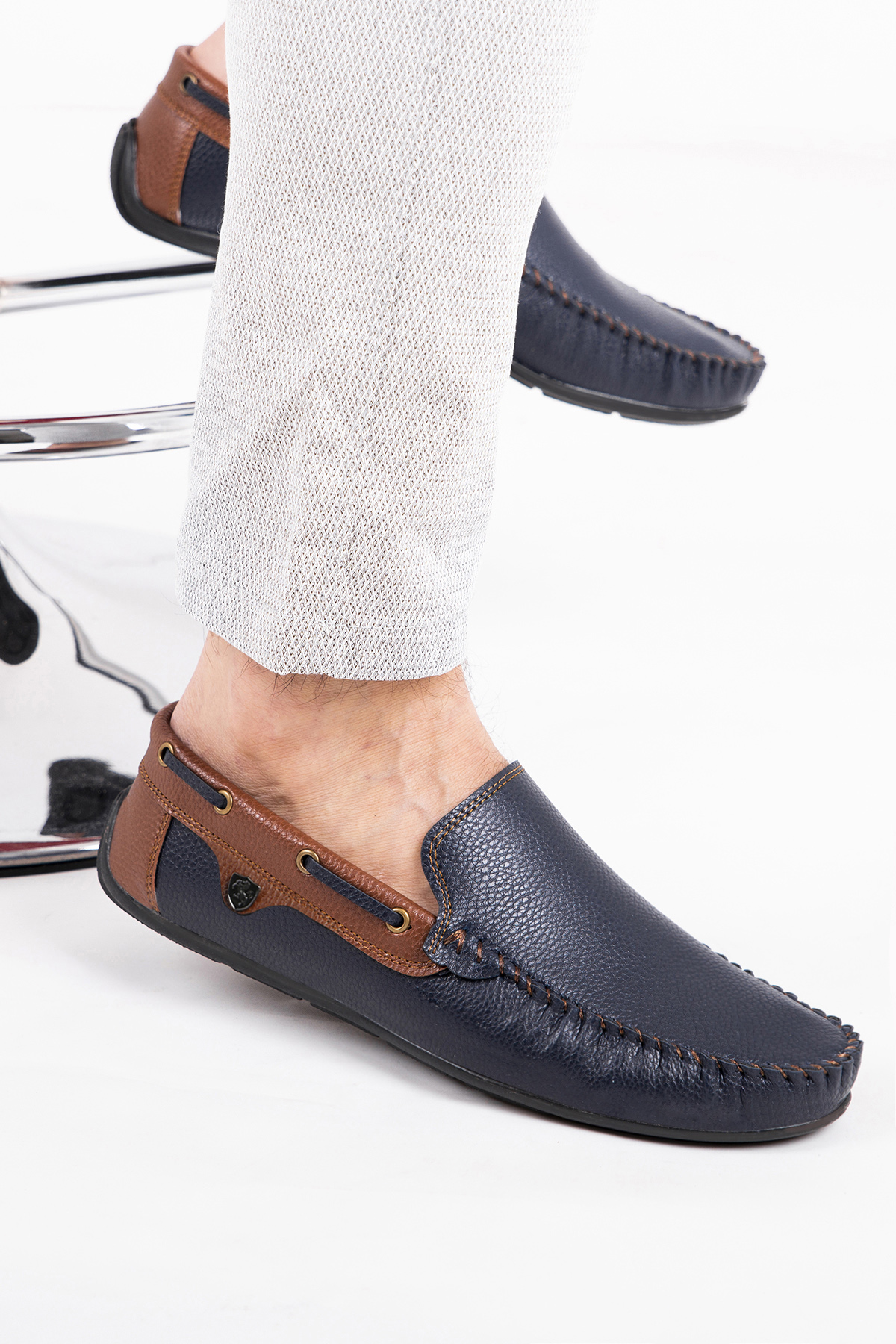 Erkek Rog Loafer Ayakkabı Rog Lacivert Taba - Görsel 9