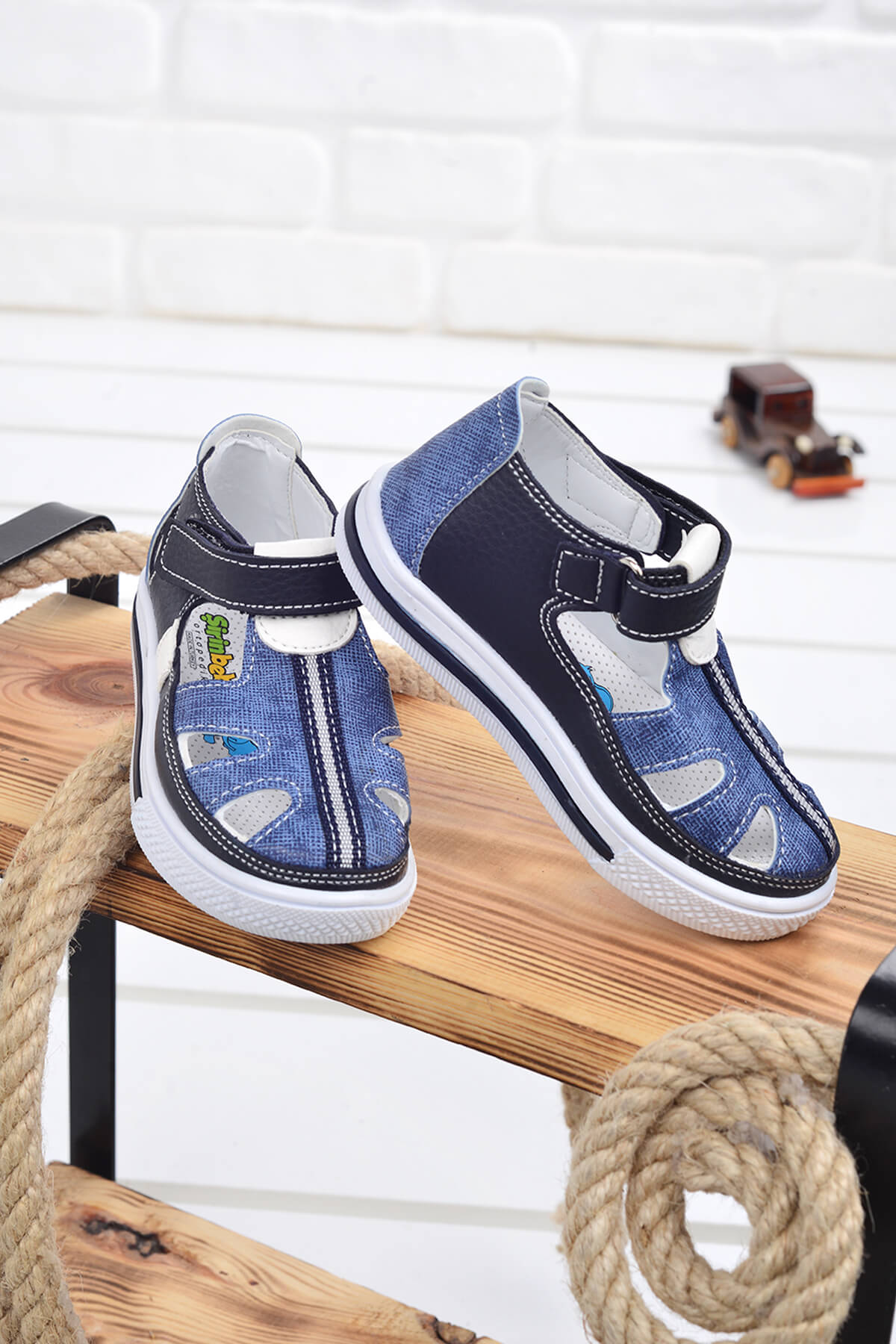 Kiko Şb 2256-61 Orto pedik Erkek Çocuk Bebe Ayakkabı Sandalet Siyah-Mavi - Görsel 5